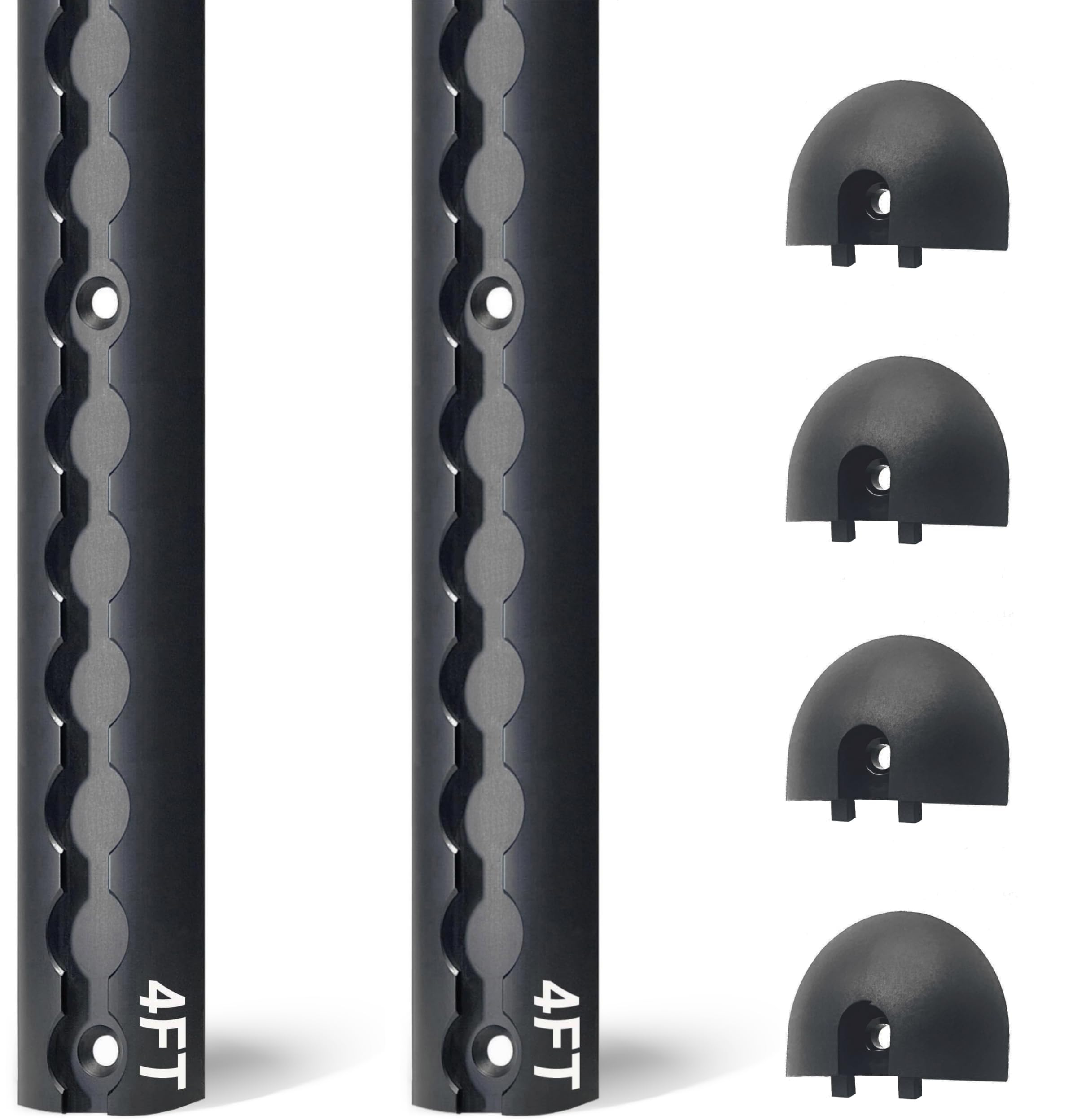 ORANGEE 2 Pack Heavy Duty Black Aluminum 4ft L-Track Rail with 4 End Caps for Secure Motorcycles, ATVs, Dirt Bikes, Utility Tractors, and More, Use On Pickup Truck, RV, Van Or Enclosed Trailer