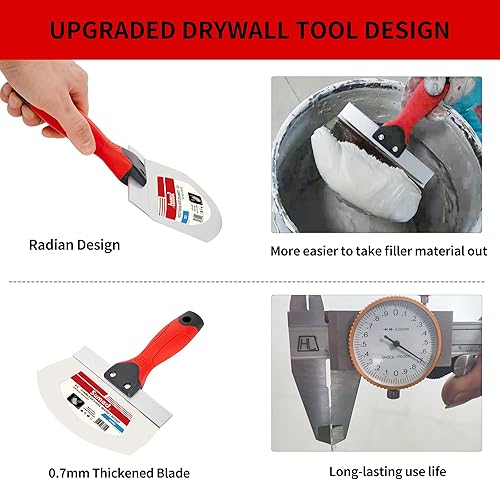 Miniatura 3 de Kit de herramientas de mano para paneles de yeso, juego de cuchillos de masilla de acero inoxidable, incluye cuchillo de cinta, cuchillo de cinta,