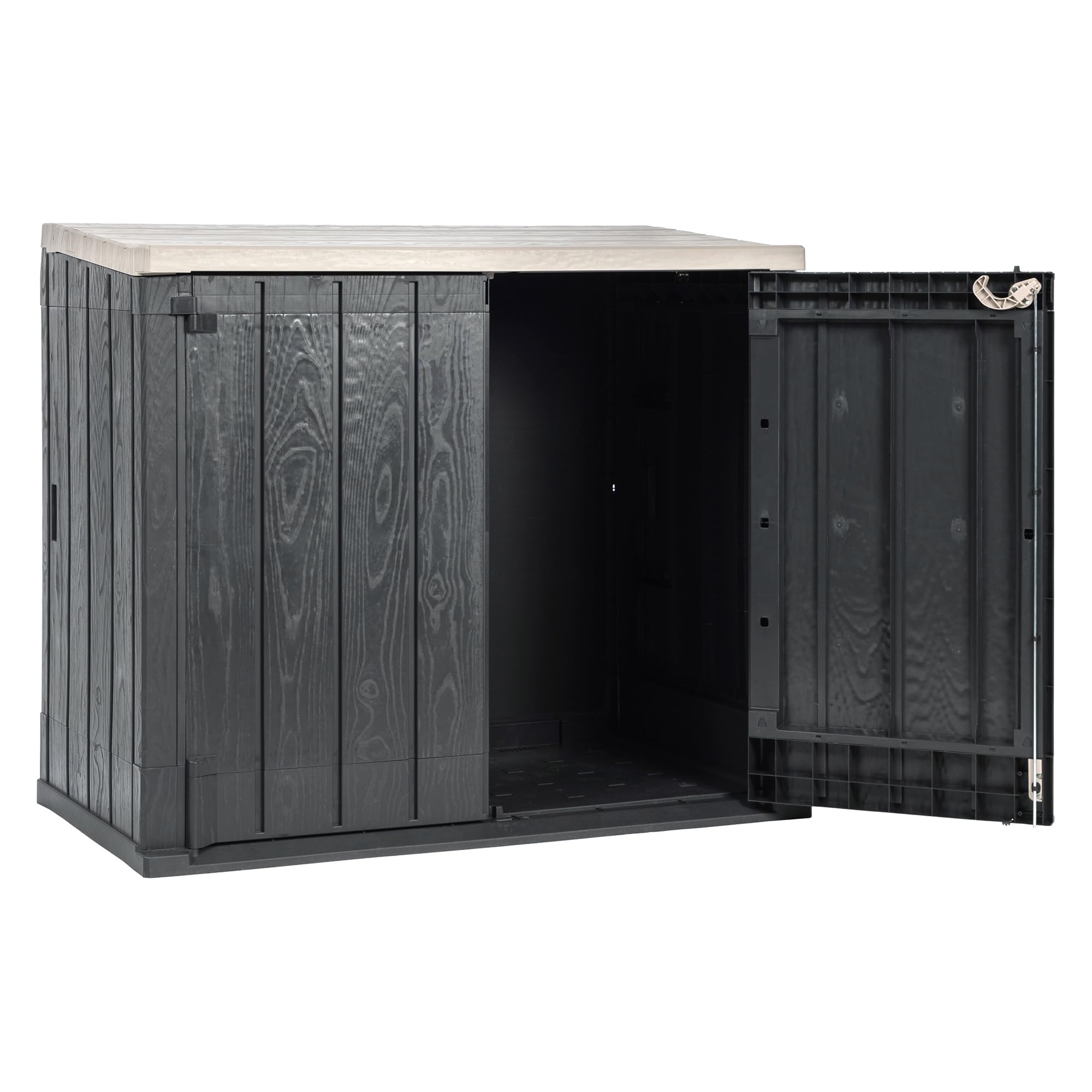 Toomax Storer Plus XL Baule 1270L portattrezzi 145x85x124,5h cm effetto legno antracite/grigio tortora resistente UV esterni
