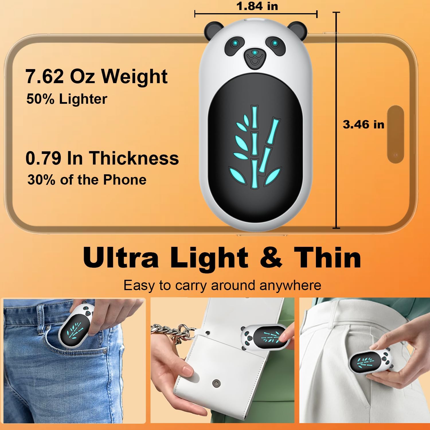 ‎Hand Warmers 2 Pack,Hand Warmers Rechargeable 6000mAh 20Hrs Long Safe Heat AI Smart Chips,Portable Pocket Heater,Gifts for Birthday,Outdoor,Golf,Hunting,Camping Accessories - Image 6