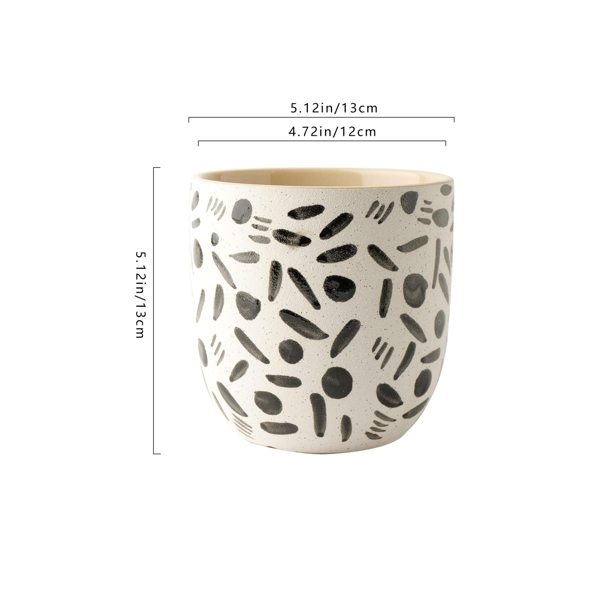 Ceramiczna doniczka, nowoczesny minimalistyczny styl, kwiat z abstrakcyjnym wzorem, nadaje się do użytku wewnątrz i na zewnątrz