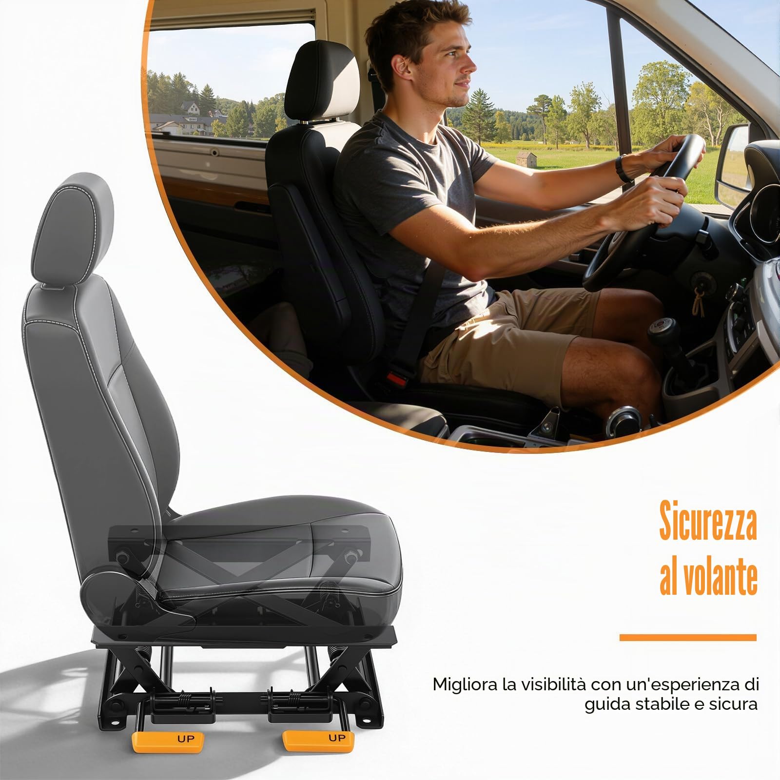 Sedile auto regolabile in altezza, altezza del sedile, altezza del sedile, 7 – 13 cm, aiuto universale per sedili dell'auto, linea di visibilità del conducente migliorata