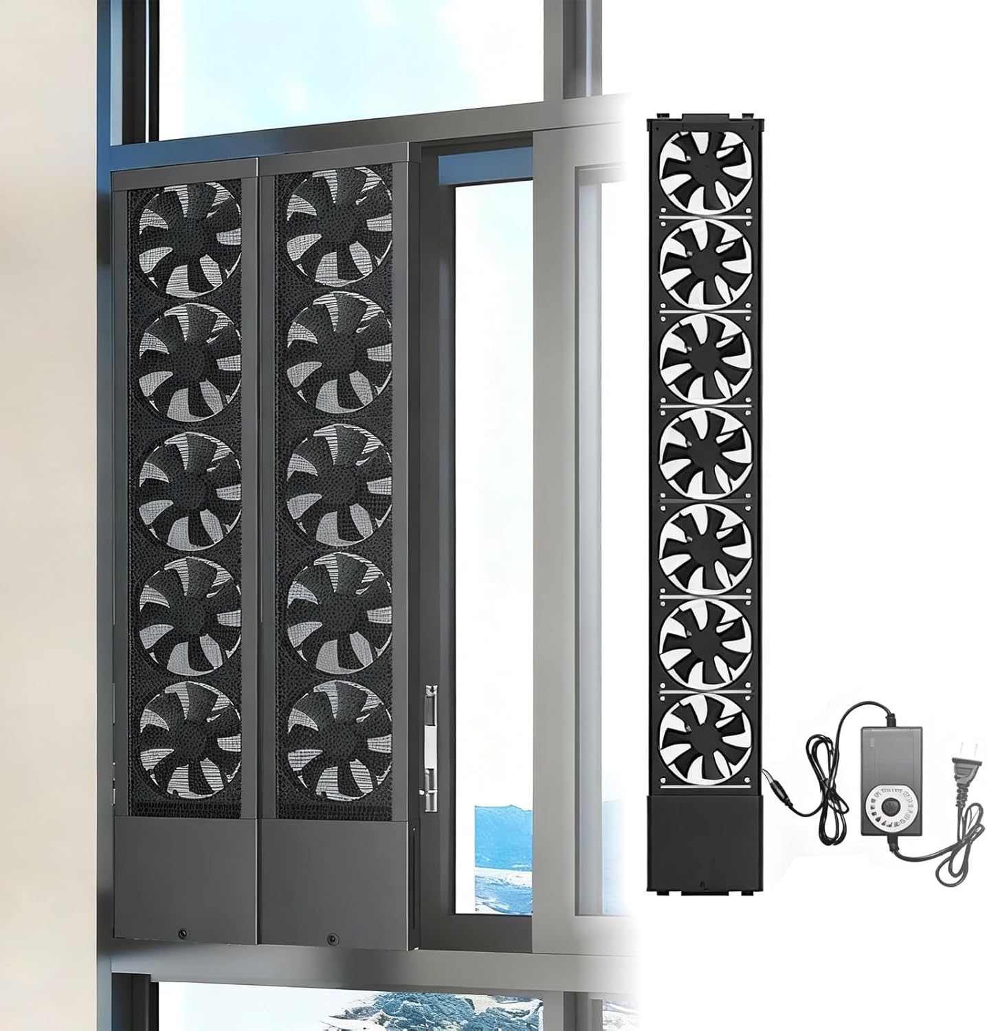 Vertical Window Exhaust Fan 15.3-74.4 Inch - Tool-Free Installation, Adjustable Speeds for Bedrooms, Bathrooms, Game Rooms & Pet Odor Removal