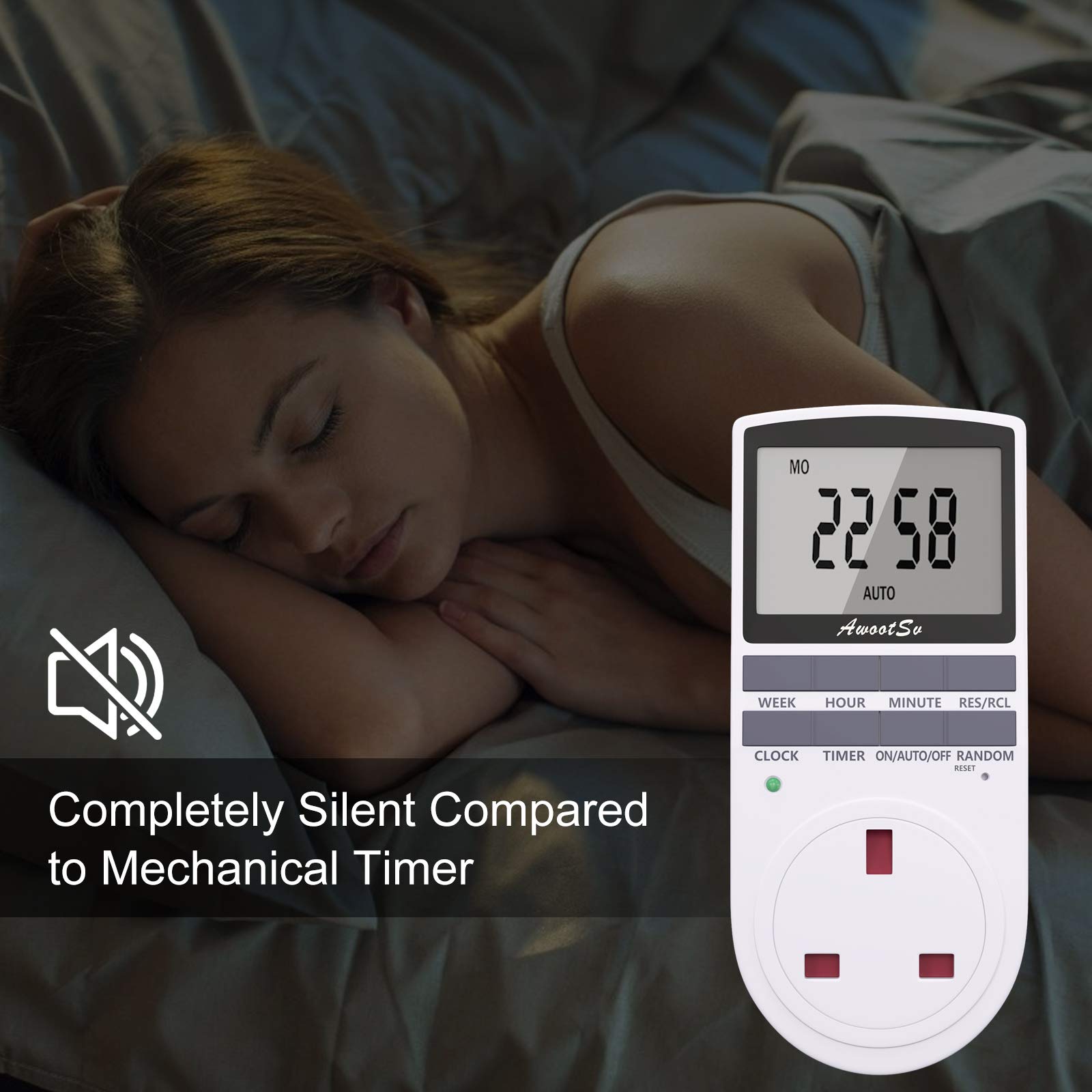 Awootsv Digital Security Timer Plug Socket Programmable Switch Timer ...