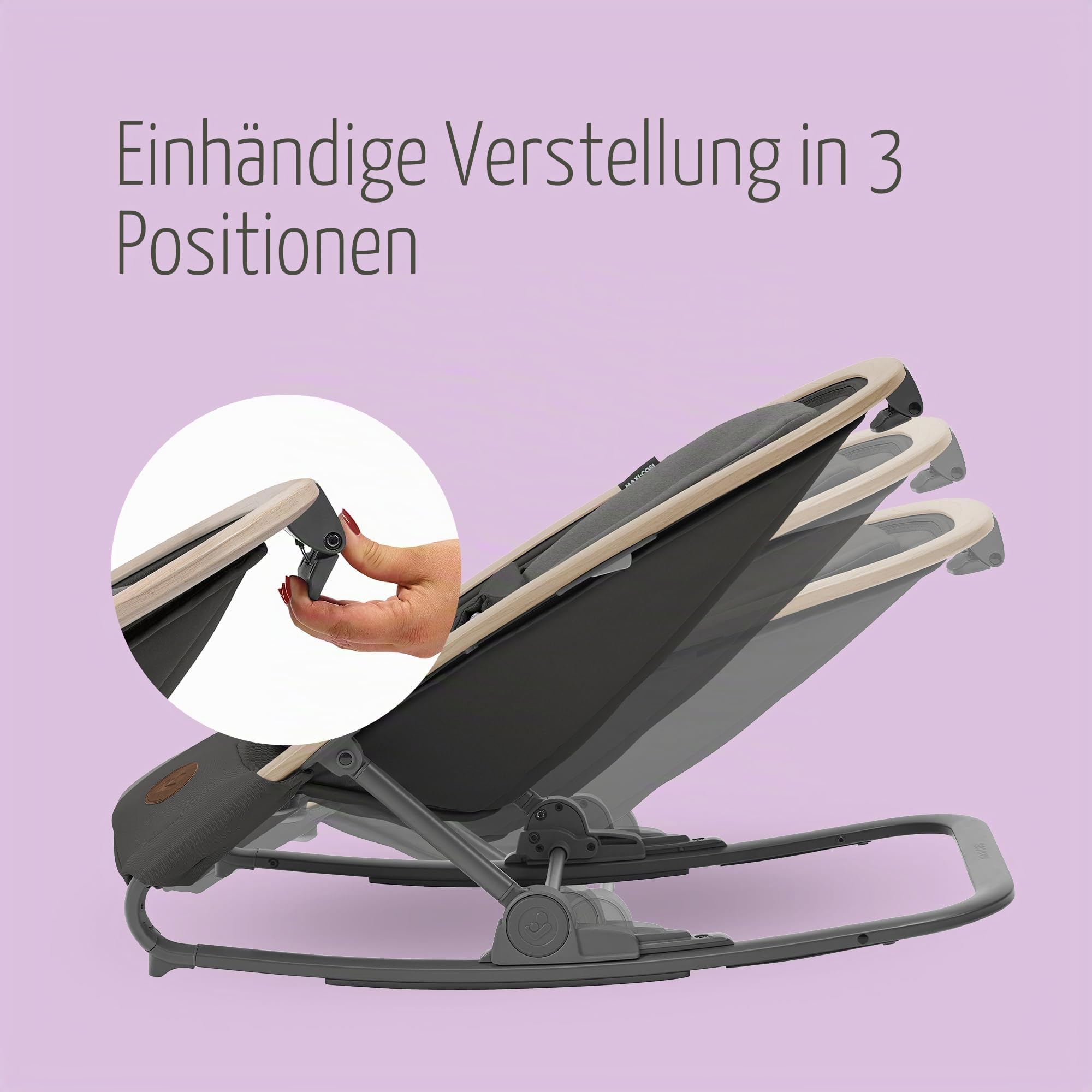 Maxi-Cosi KORI 2-in-1 Ergonomischer Babywippe mit Spielzeugbogen 0-2 Jahre bis 15 kg Neugeborenen Hüpfstuhl 3 Liegepositionen Easy-In Harness Leicht & Kompakt Neugeborenes Kissen Beyond Graphite