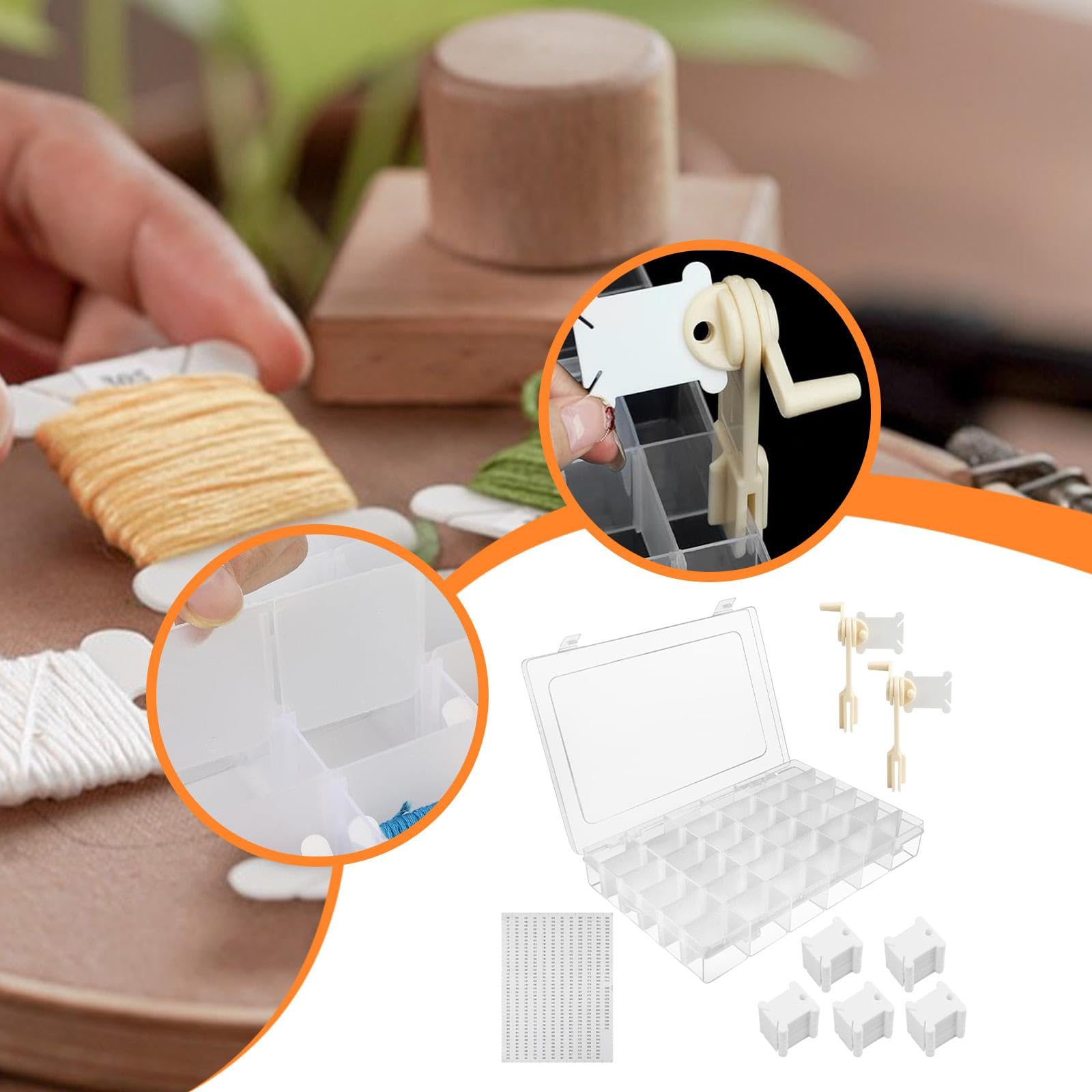 Oshhni Contenitore portaoggetti per Filo da Ricamo con 36 Scomparti, Scatola portaoggetti per Filo da Punto Croce per lavori Artigianali Fai da Te, da Punto