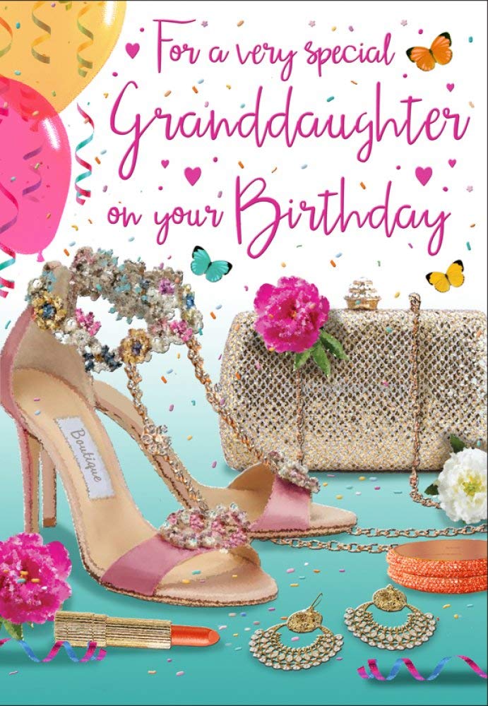 Piccadilly Greetings Birthday Card Granddaughter - 9 x 6 inches - Regal Publishing, C80159, pink|green|brown|peach
