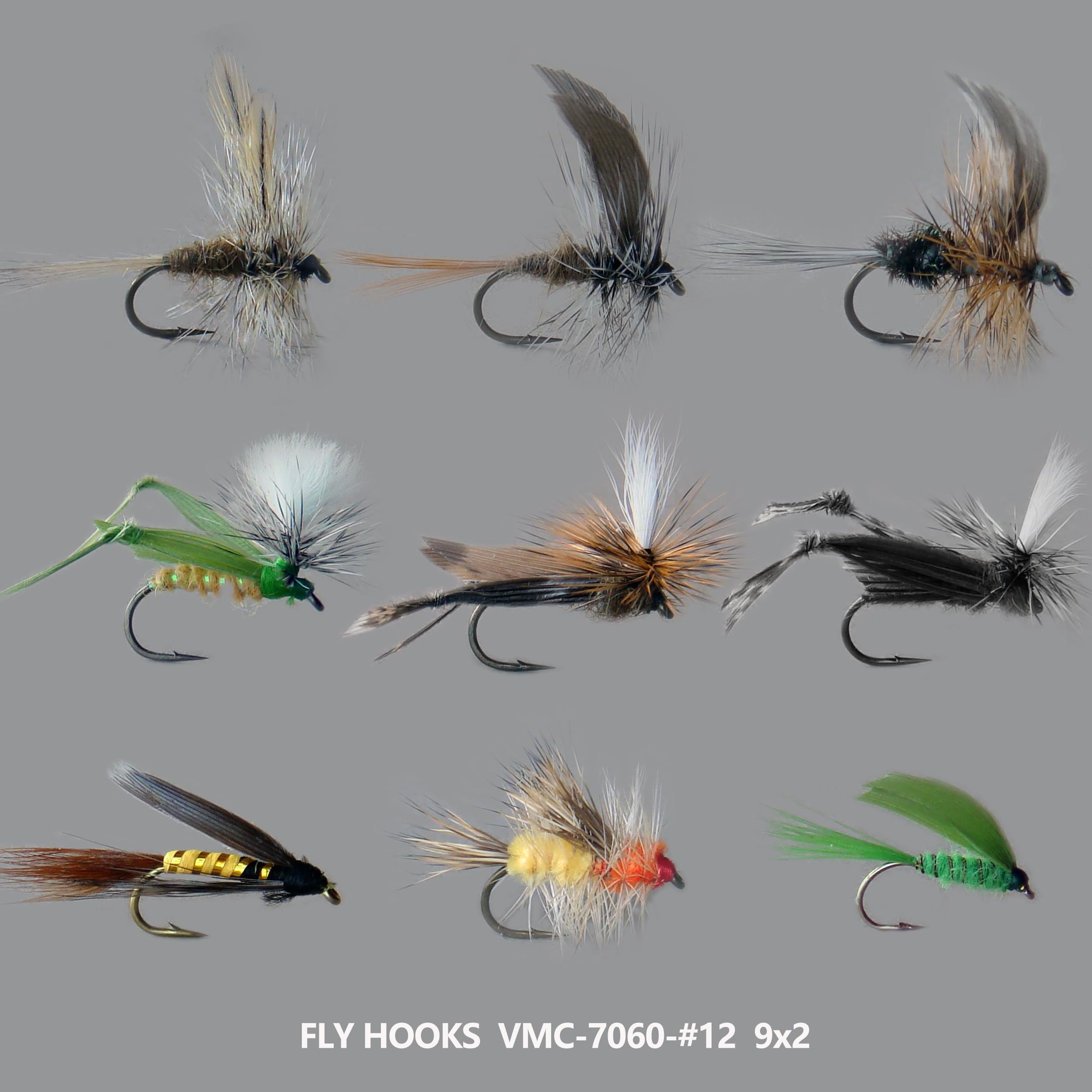 Kit de pêche à la mouche, variété de mouche sèche et humide, hameçons VMC #12 et #20, multicolore, différents motifs