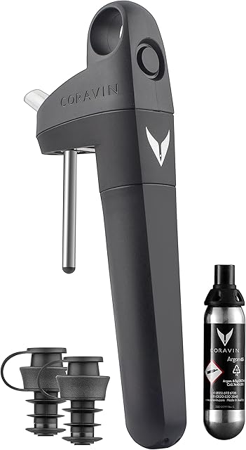 Coravin | Pivot Wine Preservation System for Red & White Wine | Keeps Wine Fresh - Reusable Wine Stopper | 2 Pivot Stoppers & 1 Pure Capsule Inc | Wine Gift | Black