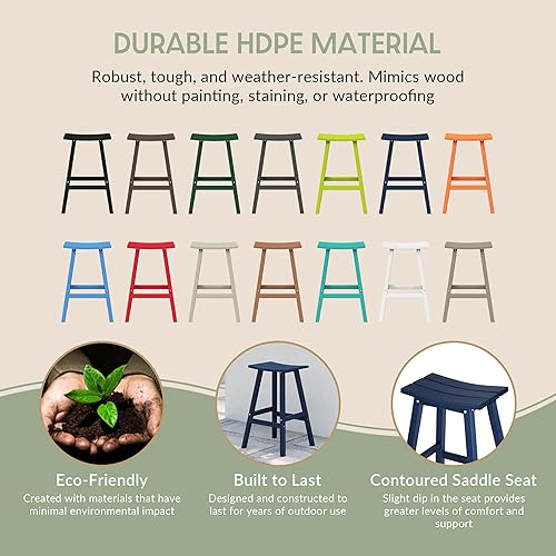 Vista 221 de WestinTrends Malibu - Juego de 2 taburetes para sillín para exteriores/patio, 24 alturas, color negro