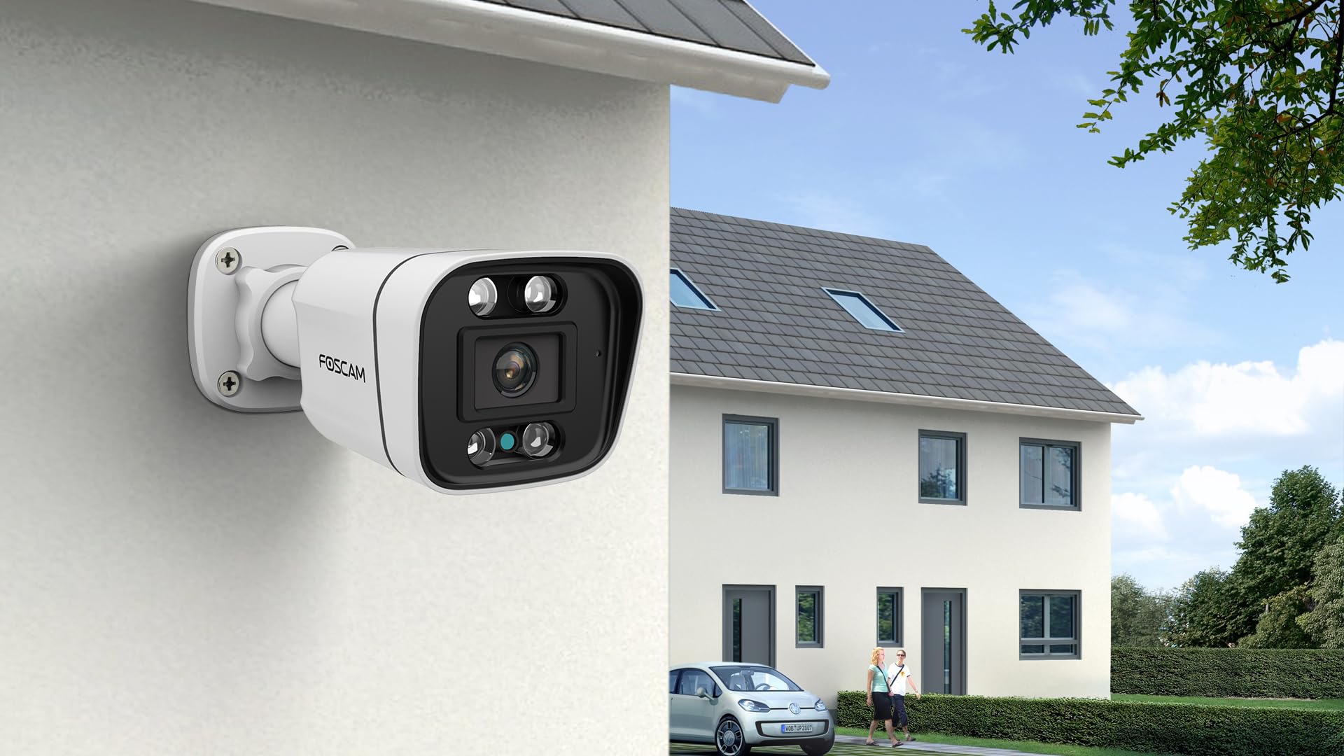 Foscam 8 MP PoE Outdoor IP-Kamera mit Lichtspots und Sirene V8EP Weiß