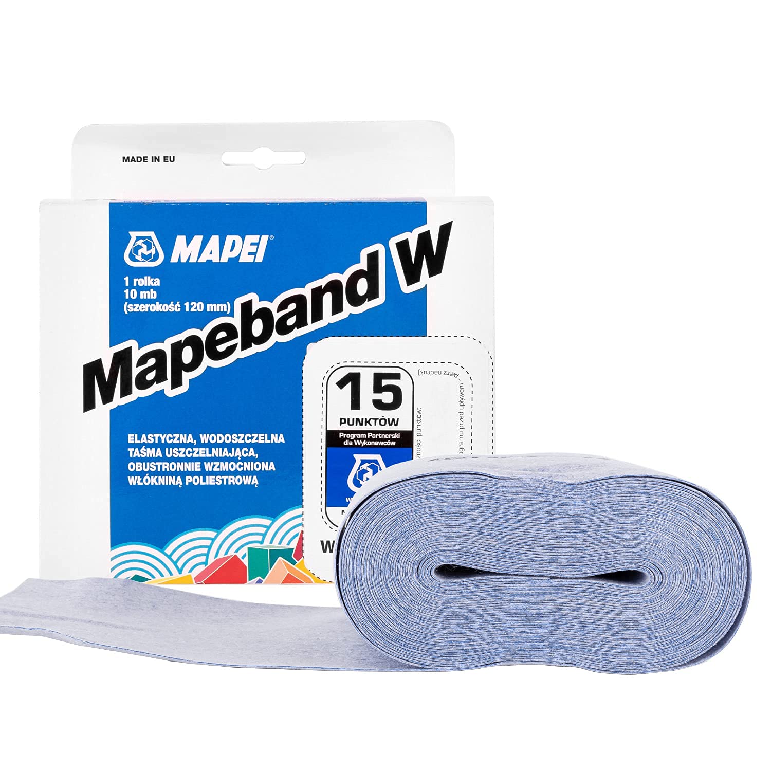 Taśma uszczelniająca MAPEI MAPEBAND W 10mb wodoszczelna, wzmocniona włókniną poliestrową