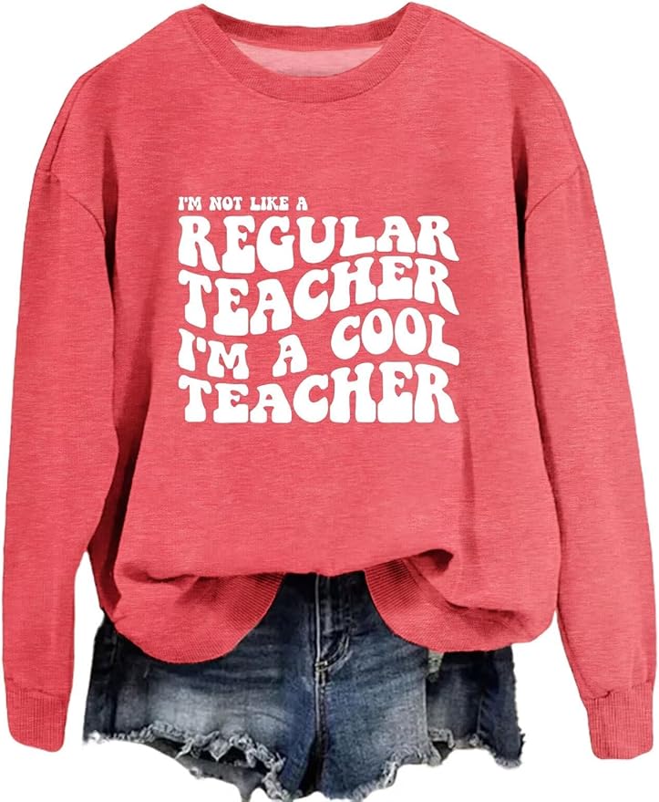 Teacher Tshirts Long Sleeve MOUSYA Colorful Retro Teacher