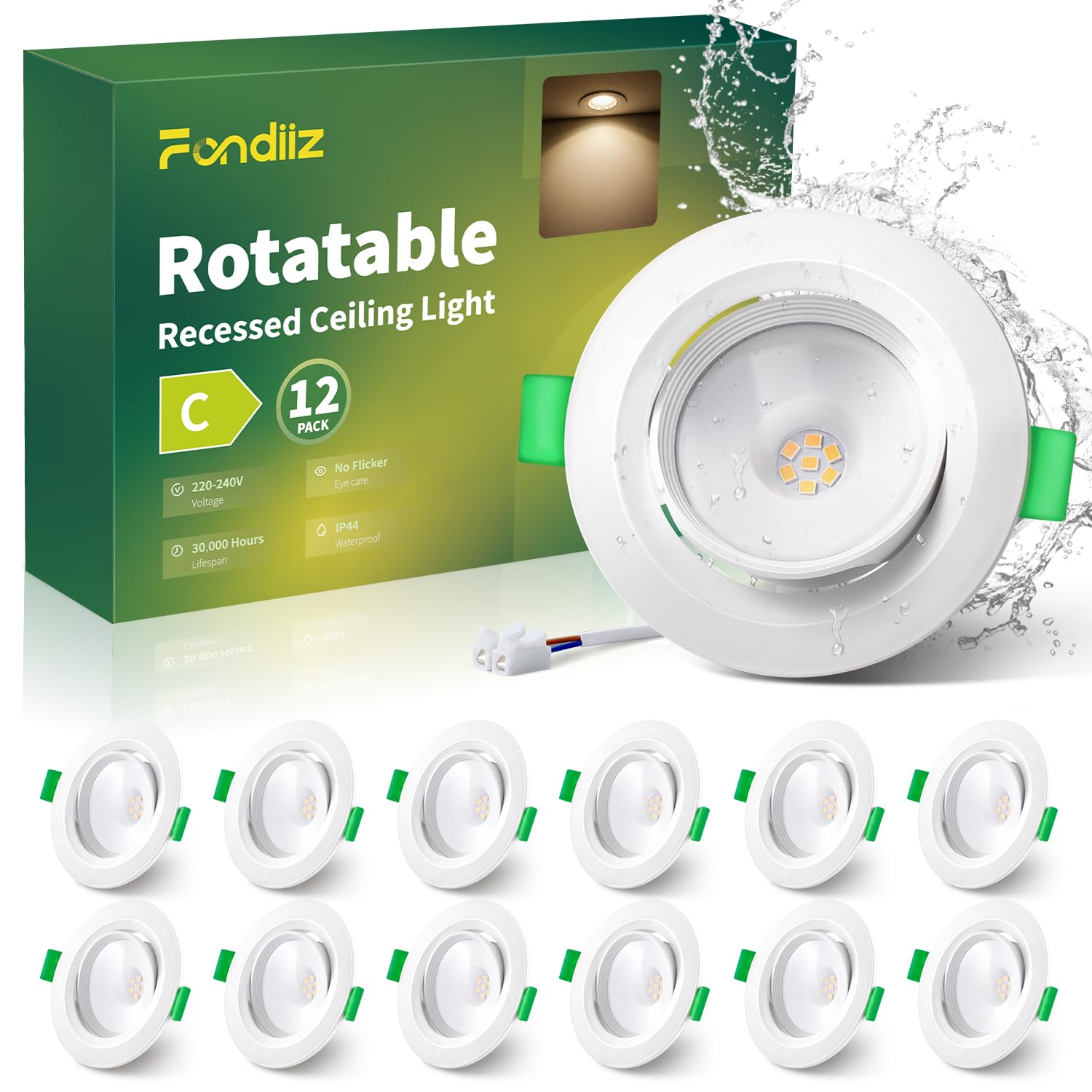 Fondiiz Foco LED Interior Techo Empotrable 220V 4000K Luz Neutro Pack de 12