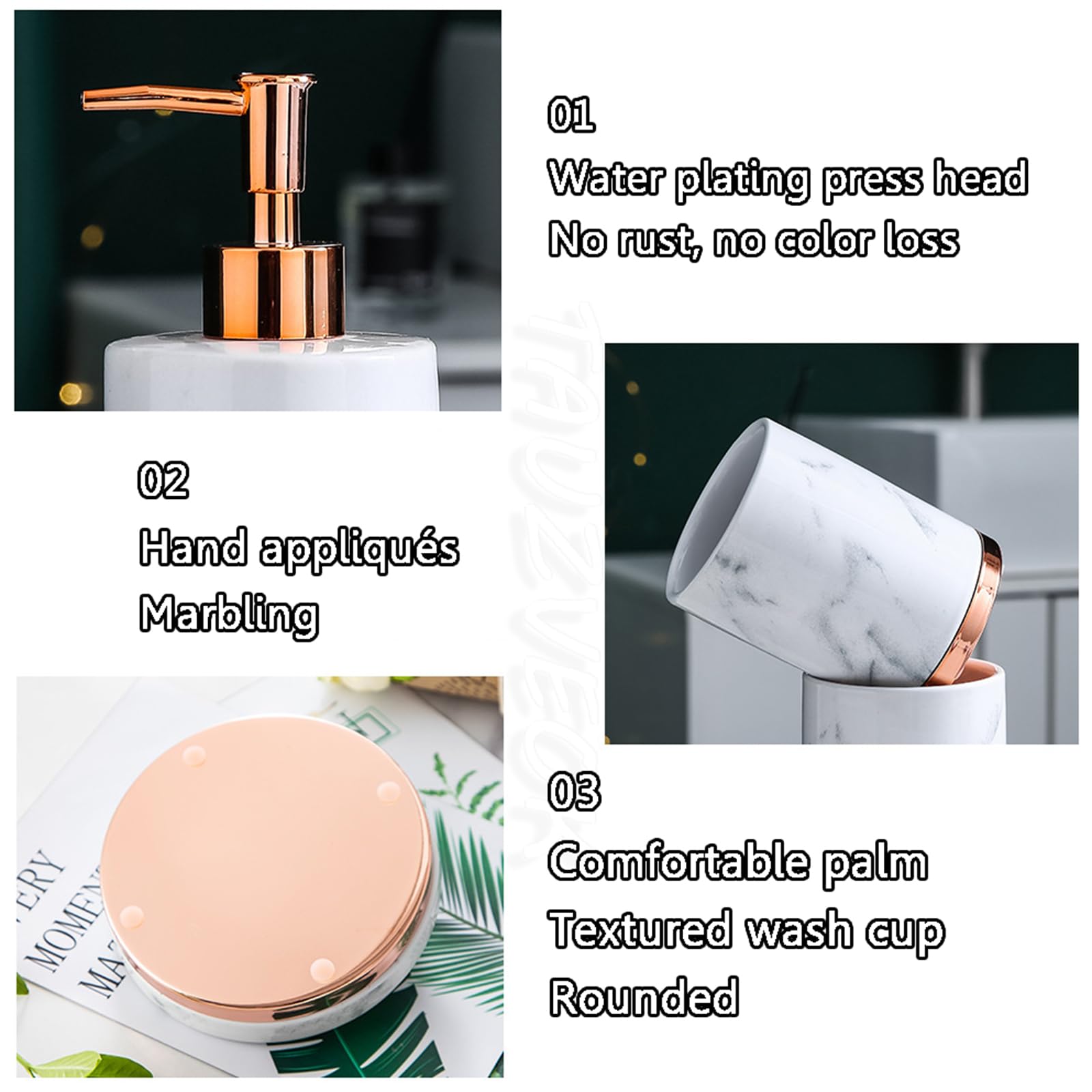 Badezimmer Seifenspender Set, 5 Teiliges Bathroom Accessories, Seifenspender Keramik, Zahnputzbecher, Seifenschale, Für Bad Organizer,Silber