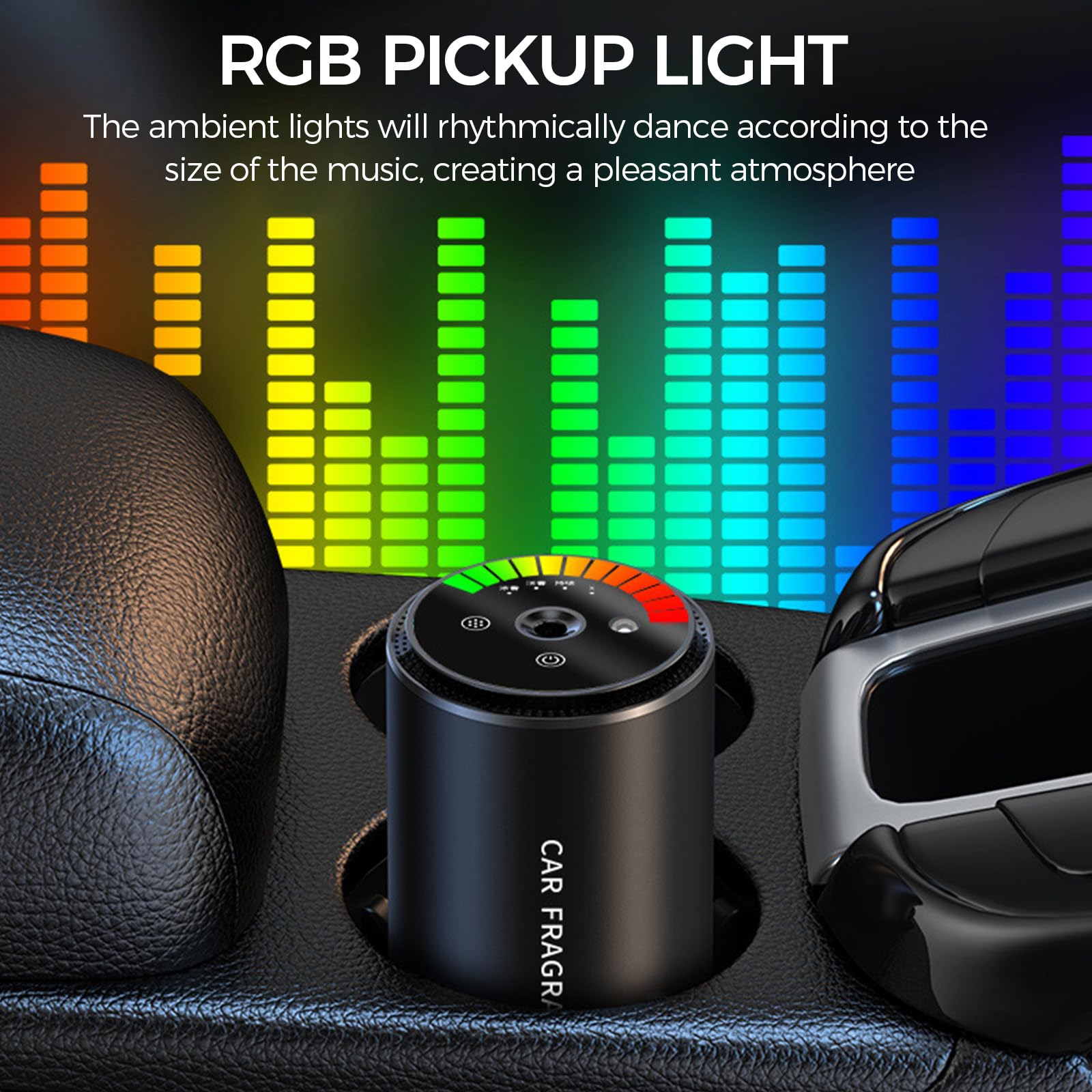 Intelligente Deodorante per Auto con Luce LED Ritmica Diffusore Profumo 50 ml Sensore Vibrazione