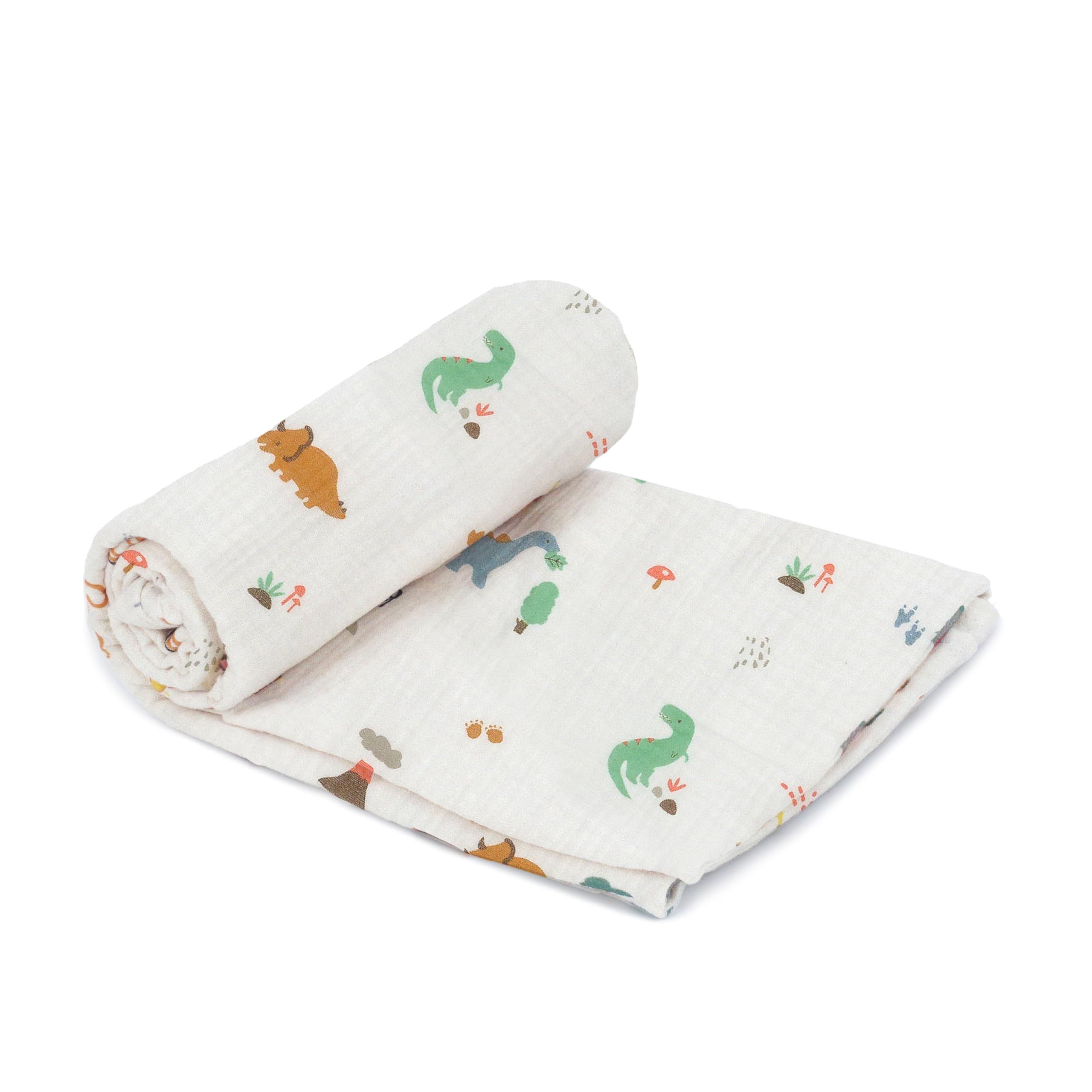 MON AMI Jurassic Swaddle & Rattle Gift Set, Multicolor, Dino - Image 2