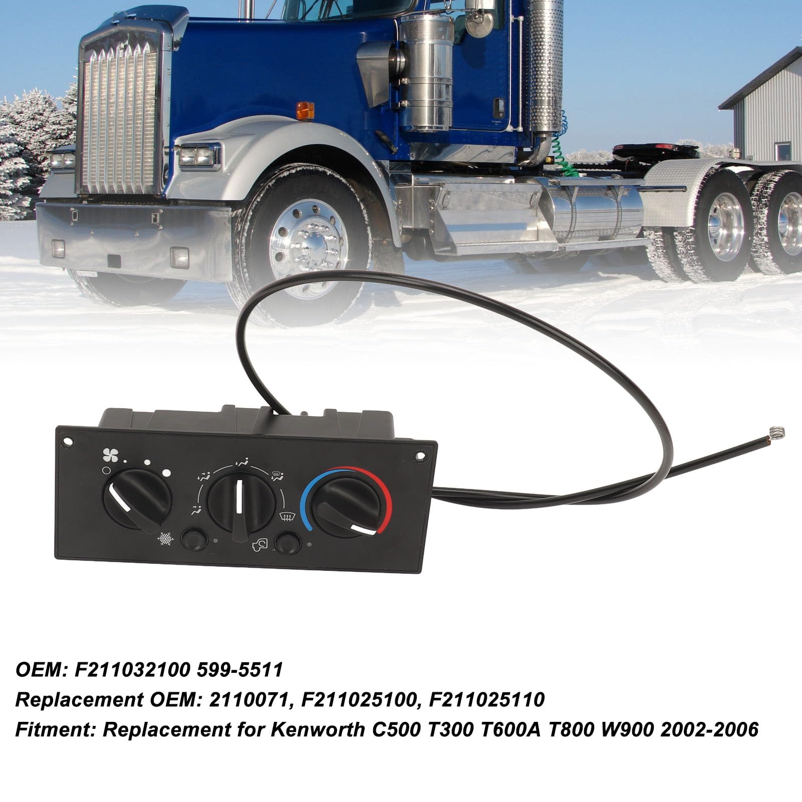 Tissting Módulo de Control Climático, Panel de Control de Calefacción Ensamblaje ABS, Compatible con F211032100 599-5511 2110071 F211025100 F211025110, para Camiones Pesados 2002-2