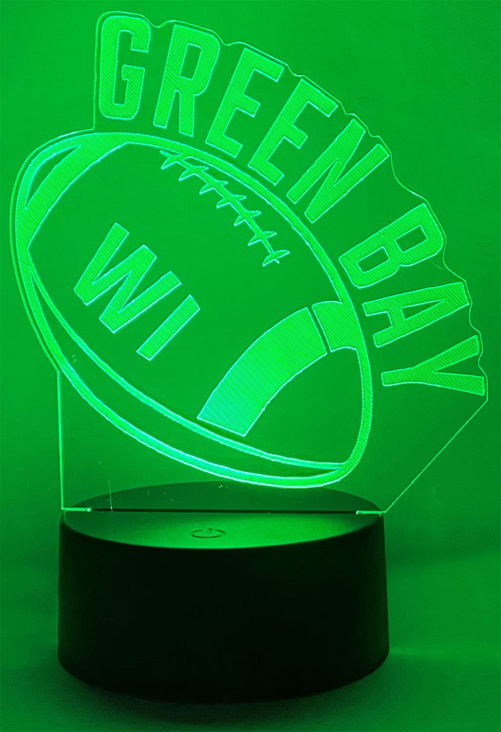 CLORURBANLIVE 3D Football Green Bay Night Light 3D Illusion Lamp with Remote Control 16 Color Options Sports Decor Lighting for Fans (Green Bay Multicoloured)