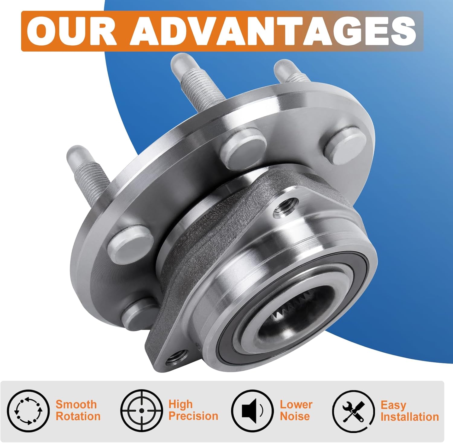 Front/Rear Wheel Hub Bearing Assembly 2 PCS Compatible for 2008-2017 Buick Enclave, Compatible for 2009-2017 Chevrolet Traverse, Compatible for 2007-2017 GMC Acadia 6 Lugs Replace 513277