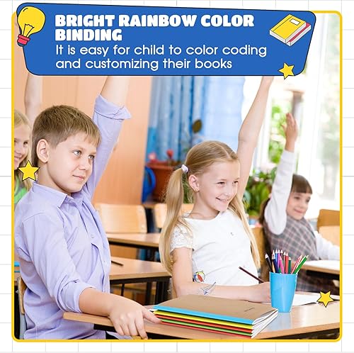 Miniatura 7 de Henoyso 20 cuadernos de composición primaria para niños, diario primario K-2 de 9.75 x 7.5 pulgadas, diario de escritura con columna de arco iris,