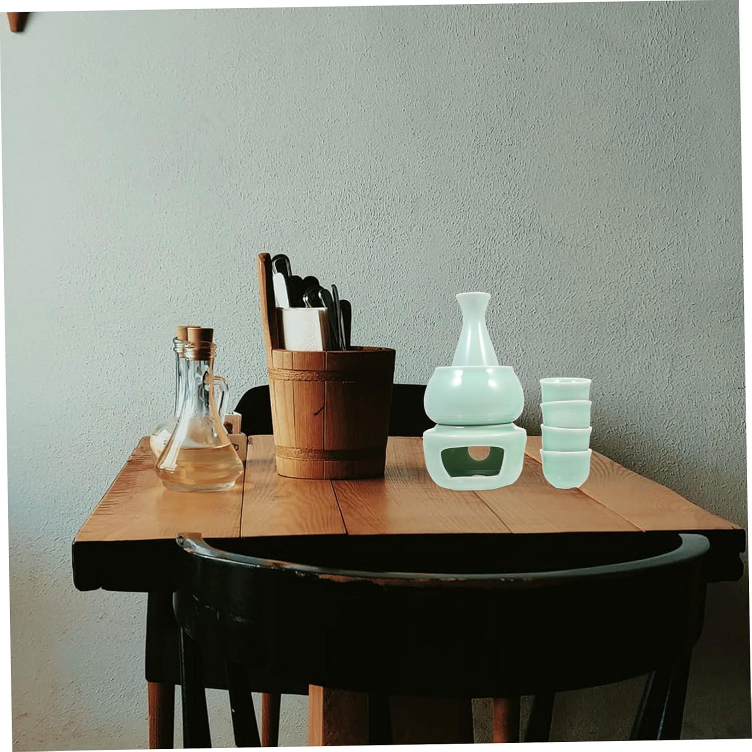 Ceramic Sake Serving Set Mulled Wine Warmer Japanese Style Home Bar Accessory