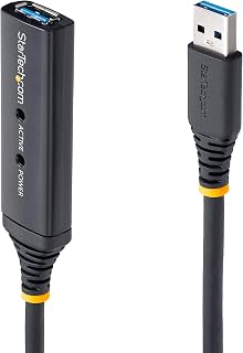 StarTech.com 16.4ft Active USB 3.0 Extension Cable with AC Power Adapter - Shielded - Male to Female USB USB 3.1 Gen 1 Type A (5Gbps) Extender (USB3AAEXT5M)