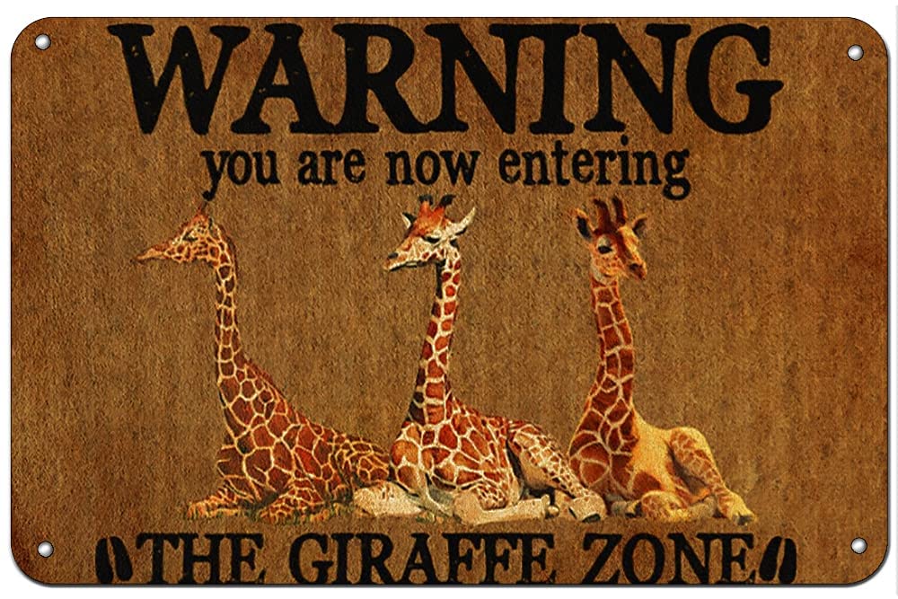 DAIERCY Creative Tin Sign Animal Zone Giraffe Metal Sign Wall Decor Farmhouse Decor For Home Cafes Office Store Pubs Club Sign Gift Plaque Metal Tin 20x30 CM CF-AZ268