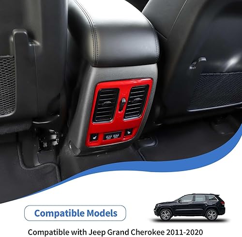 Miniatura 4 de JeCar Cubierta de ventilación para asiento trasero, accesorios interiores compatibles con Jeep Grand Cherokee WK2 2011-2020, textura de fibra de