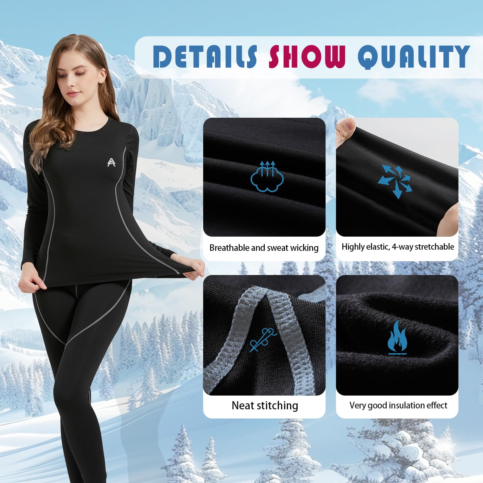 Conjunto Térmico Mujer Ropa Interior Termica Transpirable Funcional Pantalones Interiores Termicos para Running Esquí Montaña Ciclismo Fitness