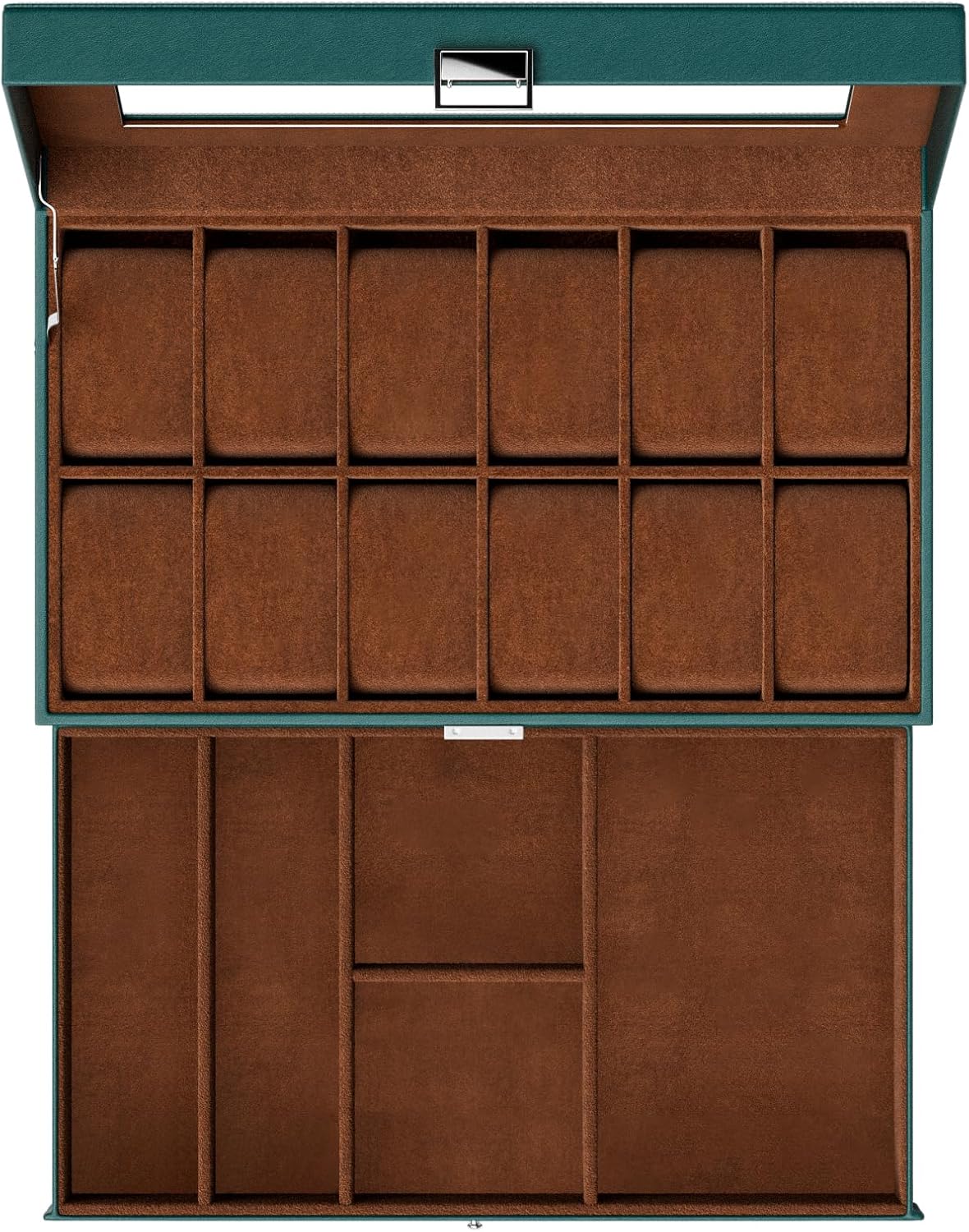 ProCase Watch Box, 12 Slot Mens Watch Case With Drawer, 2-Layer Watch Display Case With Glass Lid, Mens Jewelry Box Storage Holder Organizer, Birthday Valentine Gifts for Men -12Slot, MidnightGreen