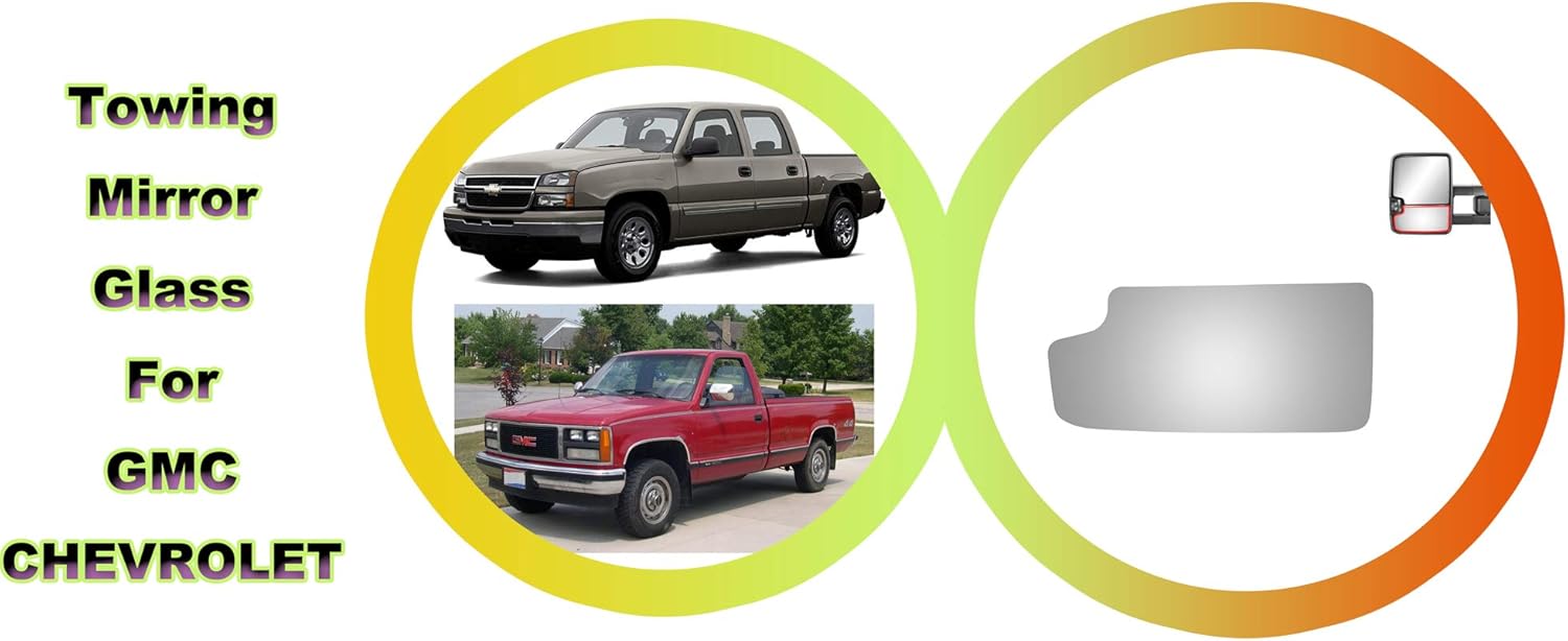 WLLW Mirror Glass fit for Chevy GMC C/K Pickup Tahoe Blazer Silverado Sierra Yukon Avalanche Escalade Driver Side (Lower Convex)