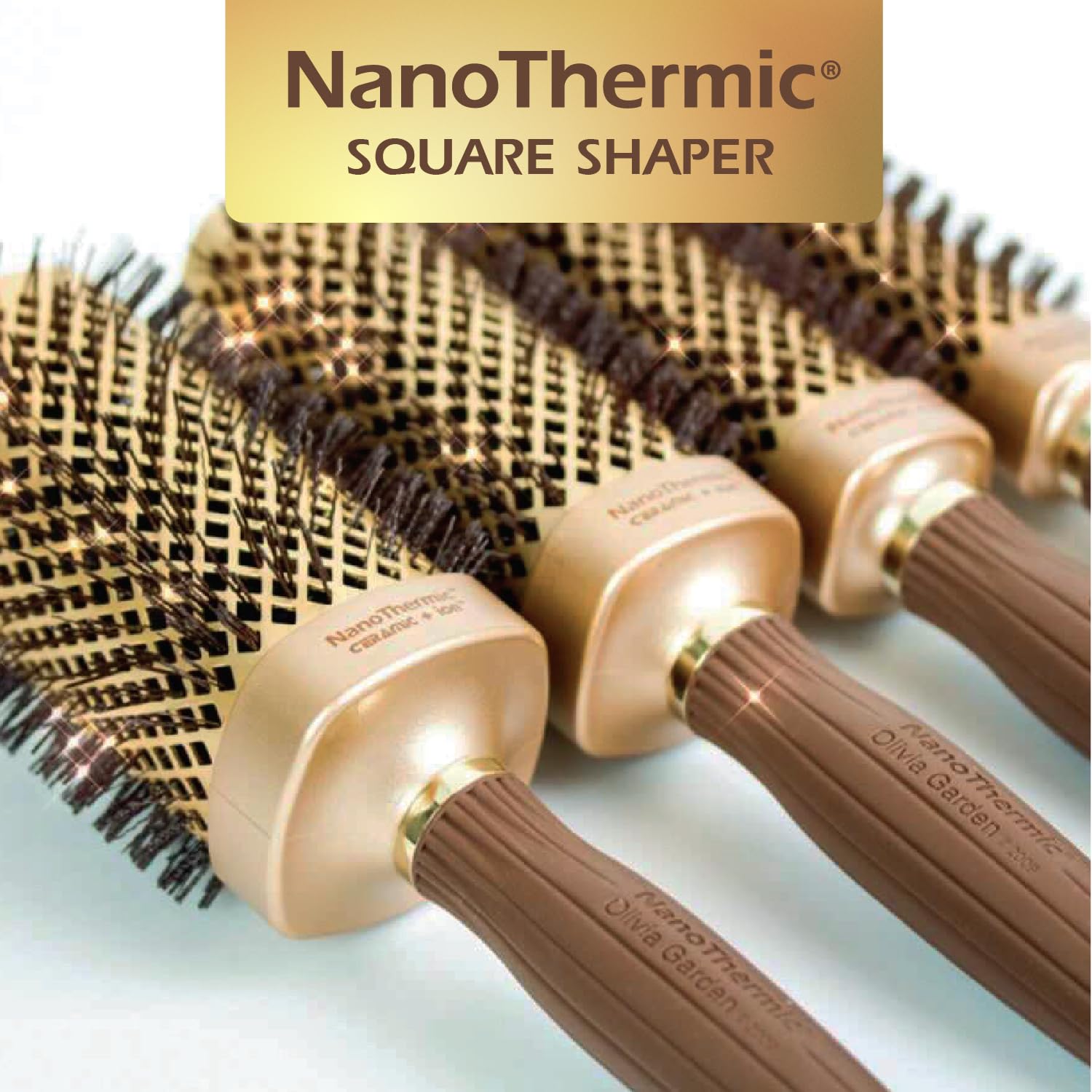 Olivia Garden NanoThermic Ceramic + Ion Square Shaper Thermal Hair Brush - Not Electrical - Professional Blowout Brush for Normal to Thick Hair