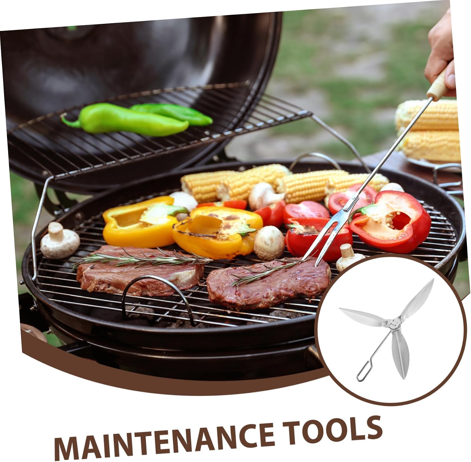 Easy Clean BBQ Accessories for 18.5-Inch Kettle Grill Stainless Steel Replacement Tool Kit