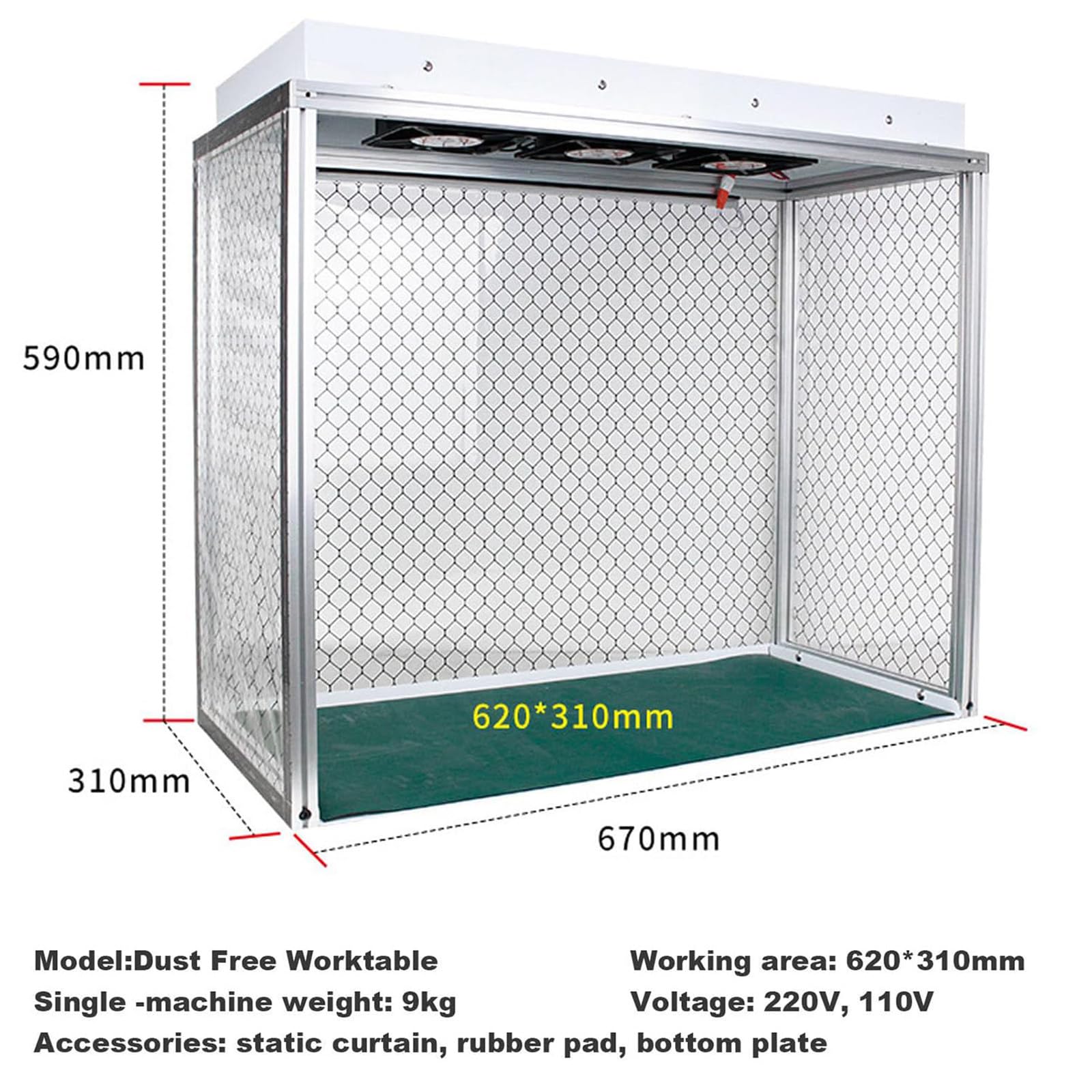 Cabina De Flujo Laminar, Banco De Limpieza De 3 Ventiladores, Campana De Flujo Laminar Vertical, Banco De Limpieza De Flujo De Aire Con Luz Y Filtro, Estación De Reparación De Pantallas LCD