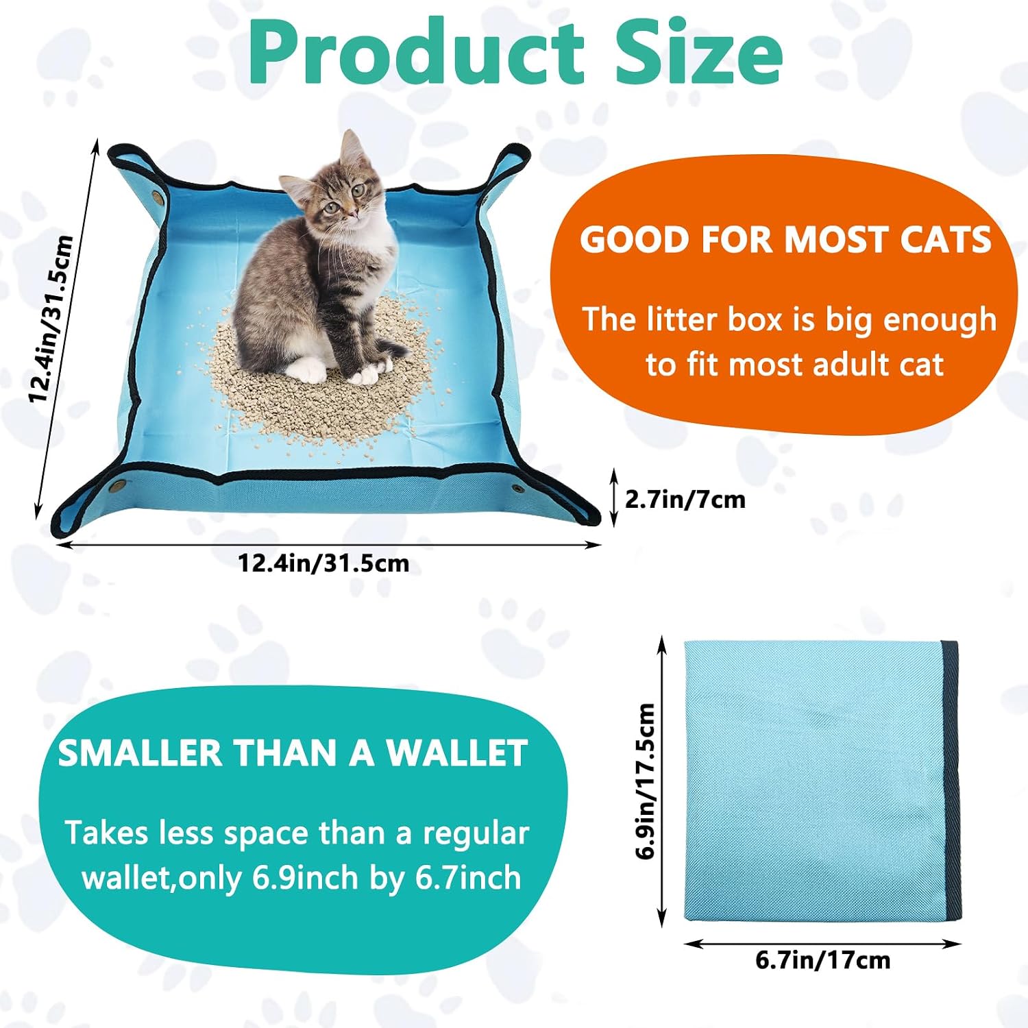 BNOSDM Portable Travel Litter Box Set for Cat 5 PCS Foldable Low Entry