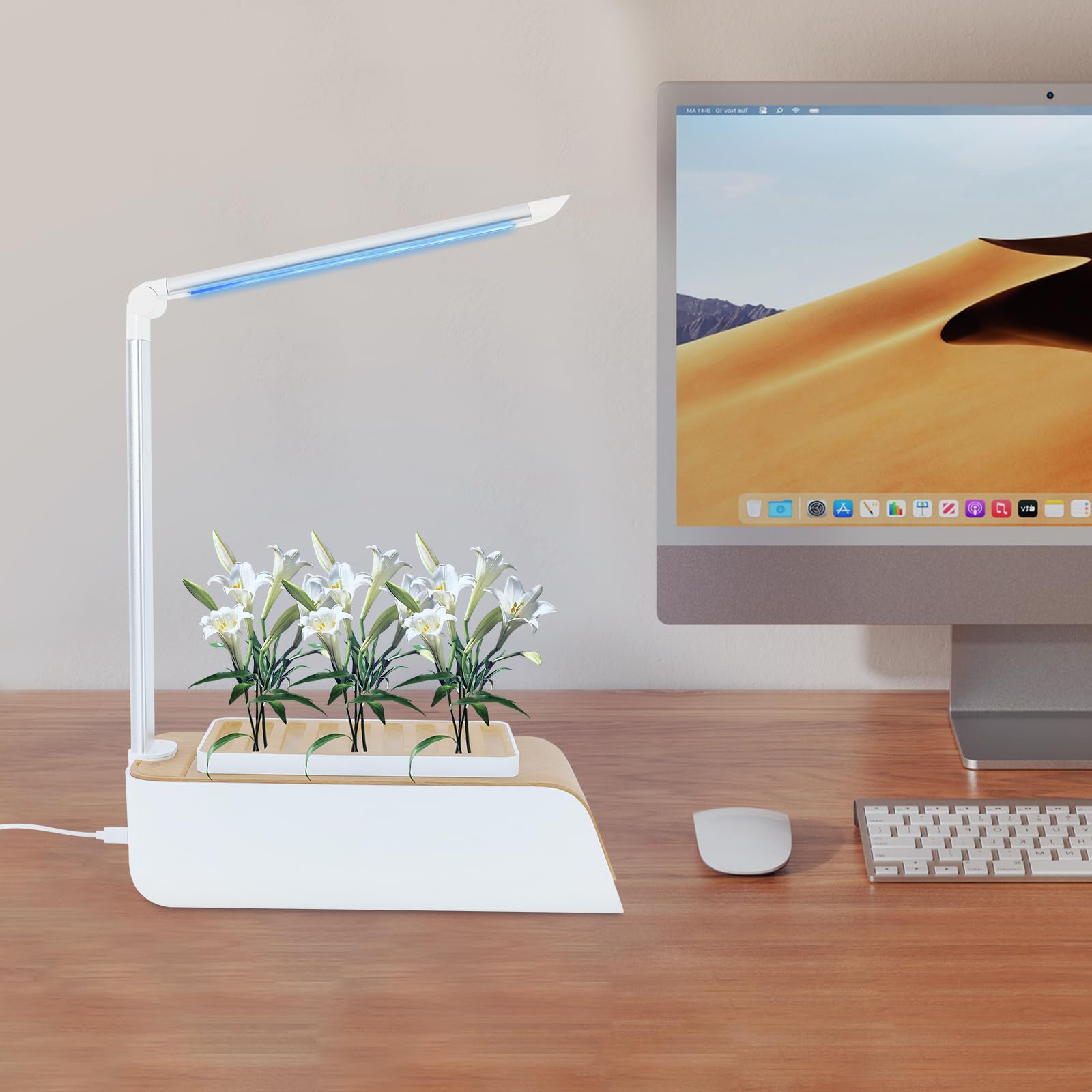 Sistema hidropónico, sistema de cultivo hidropónico de 10 W, depósito de agua de 5,5 L, maceta hidropónica para interiores con colores de luz LED, Smart Garden ajustable para frutas