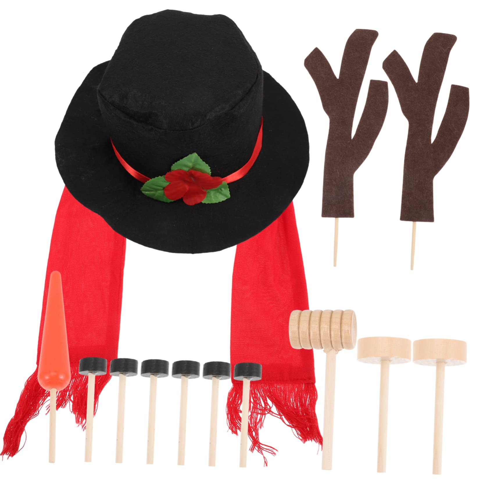 PRETYZOOM 2 Sätze Schneemann Verkleiden Sich Spielzeugzubehör Zum Bauen Von Schneemännern Schneemann-Kleidungsset Schneemann-Ornament-Set Für Weihnachten Festliches Accessoire Holz