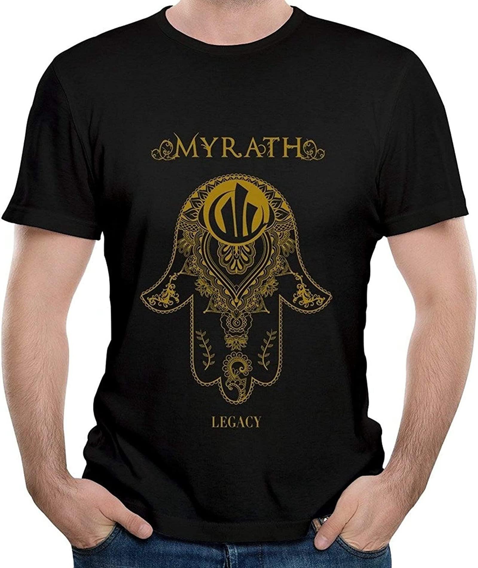 YILIN Men's Band Myrath Seven Sins Song Short Sleeve Tee Shirt Black XL