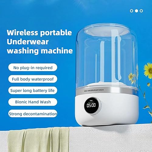 Miniatura 2 de Lavadora de ropa interior, mini lavadora ultrasónica portátil recargable para ropa interior, pequeña máquina de lavandería inalámbrica para ropa