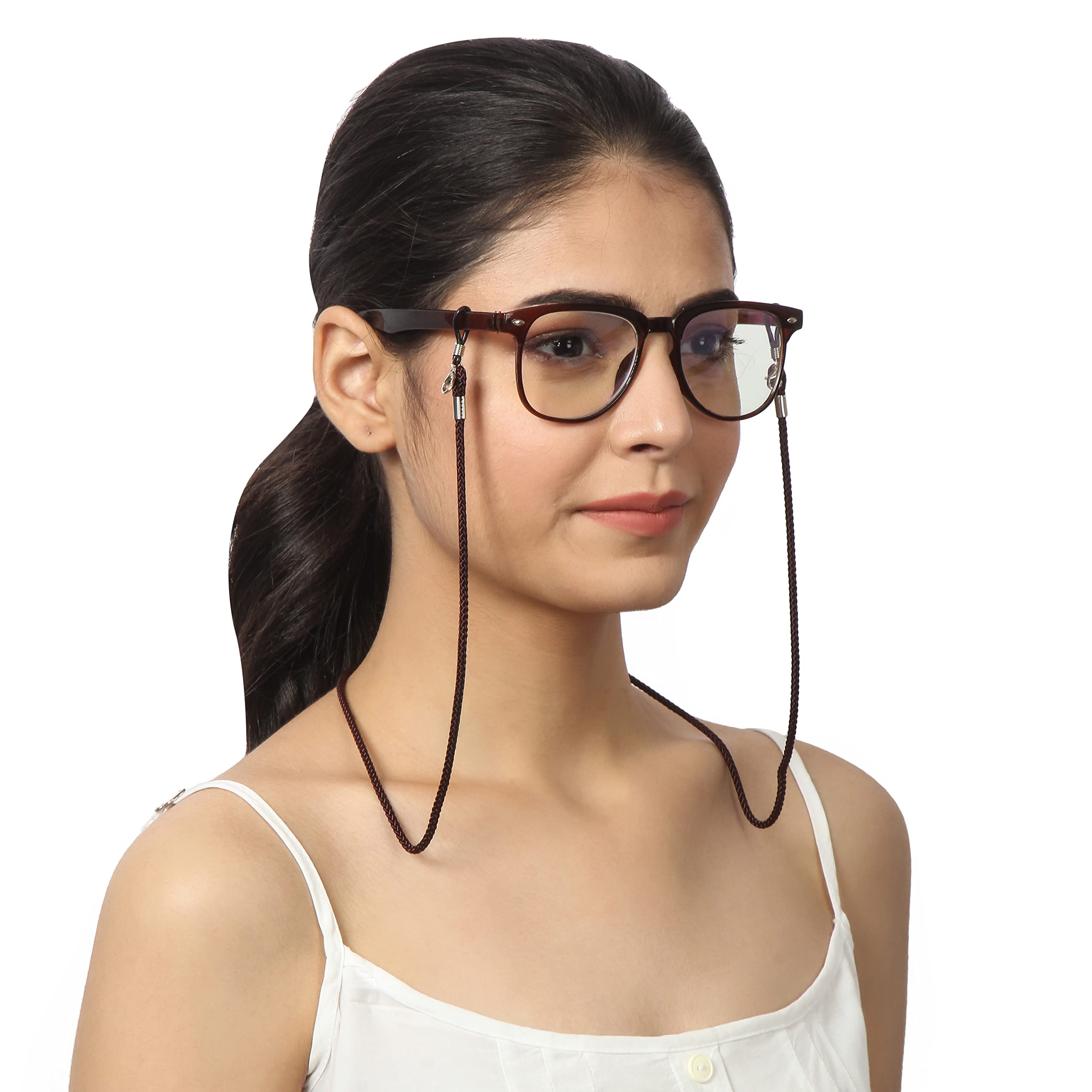 vision Unisex Adult Fabric Eyeglass Holder Strap Cord | New Chain Adjust on Sunglasses | Anti-slip Retainer Lanyard String Eyewear Frame | CH-154 | Brown