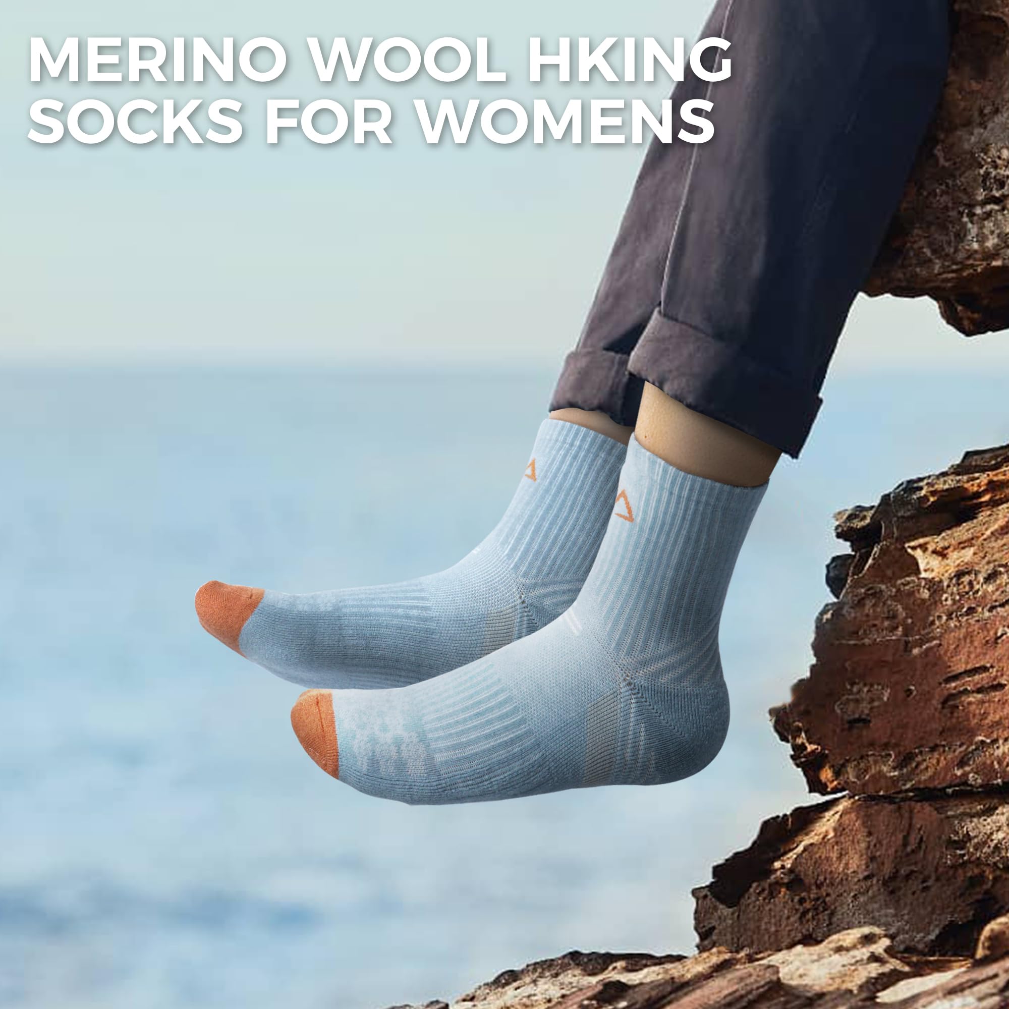 innotree Calcetines de senderismo de lana merino para mujer, calcetines térmicos de un cuarto de tobillo, absorben la humedad, 5 pares