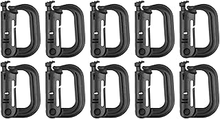 Tactical Multipurpose Small D-Ring Locking Hanging Hook Tactical Link Snap Keychain Button Release for Molle Webbing (Set of 10) - XTACER