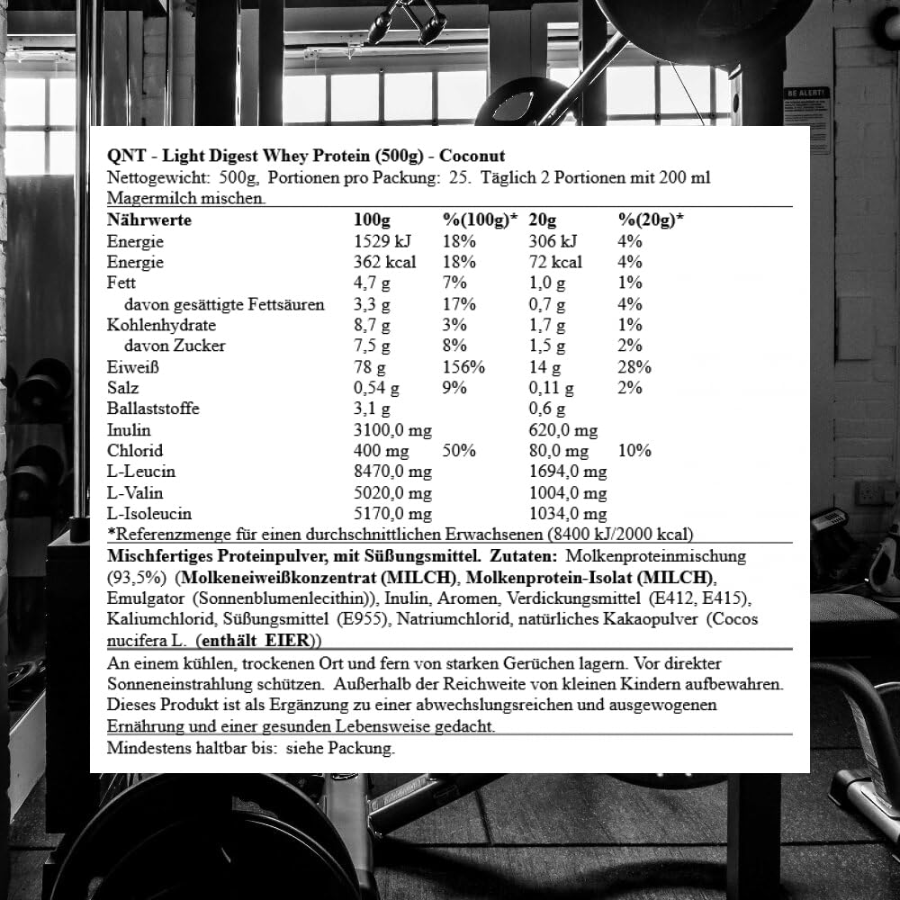 QNT Light Digest Whey Protein (500g) Coconut - Białka - Mieszanka białek serwatkowych