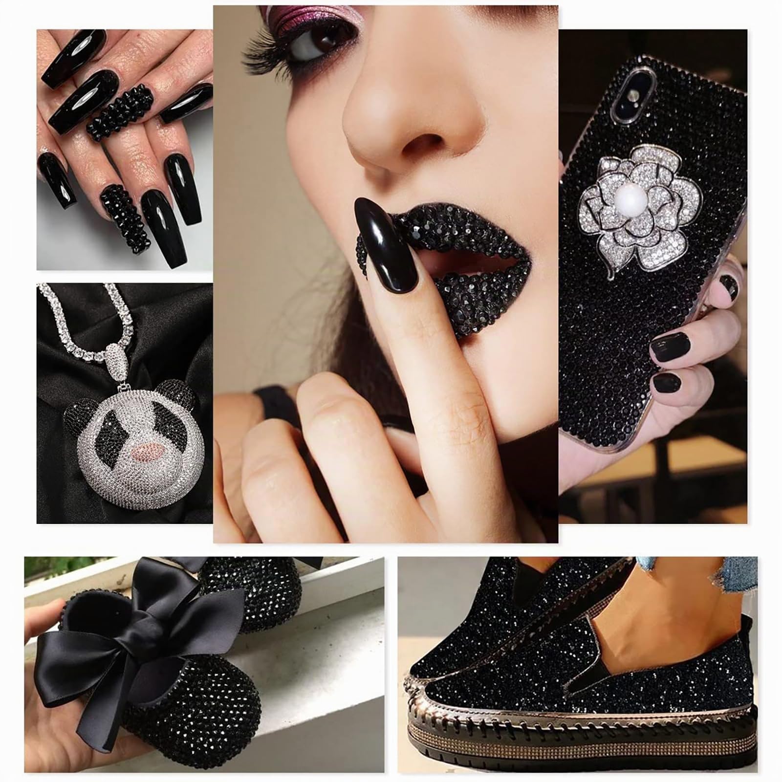 4320 pezzi di Strass Make Up, colore Nero e Transparent AB, per nail art, 5 Dimensioni, strass trasparenti rotondi con Pinzette e Matita di Cera, DIY Strass per Scarpe