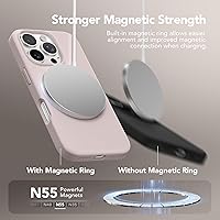 Vista 1102 de GONEZ Funda de silicona para iPhone 15 Pro Max, compatible con Magsafe, protector de cámara + protector de pantalla, forro de microfibra suave Negro