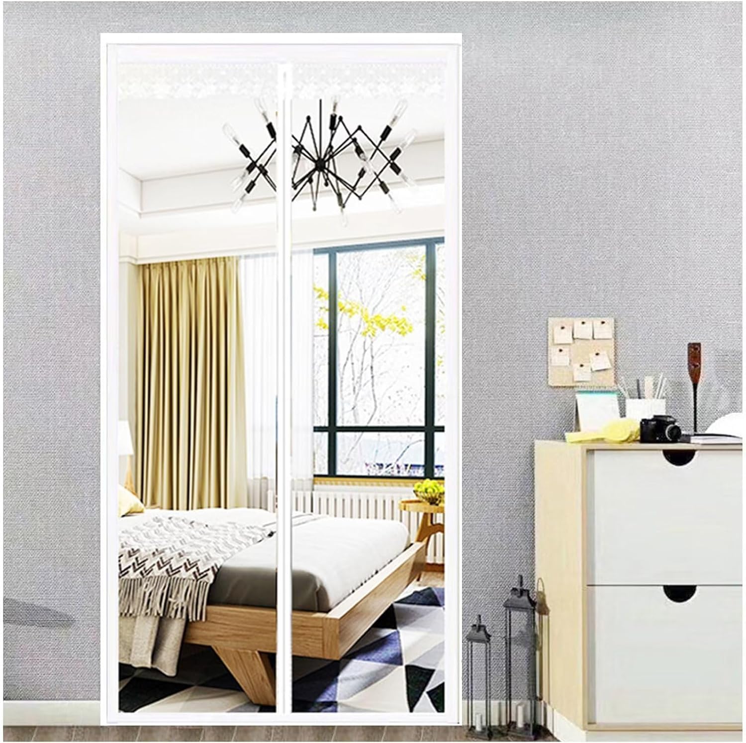 Przezroczysta magnetyczna osłona termiczna do drzwi, ochrona przed zimnem i ciepłem, idealna na lato, łatwa do użycia w klimatyzacji, 130 x 200 cm, energooszczędna substancja rozpuszczalna