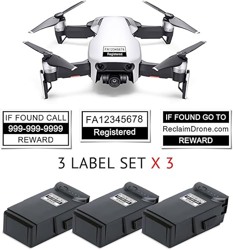 Miniatura 2 de Mavic Air - Paquete de identificación de drones de la FAA - Etiquetas (3 juegos de 3) + tarjeta de identificación de registro FAA UAS para pilotos