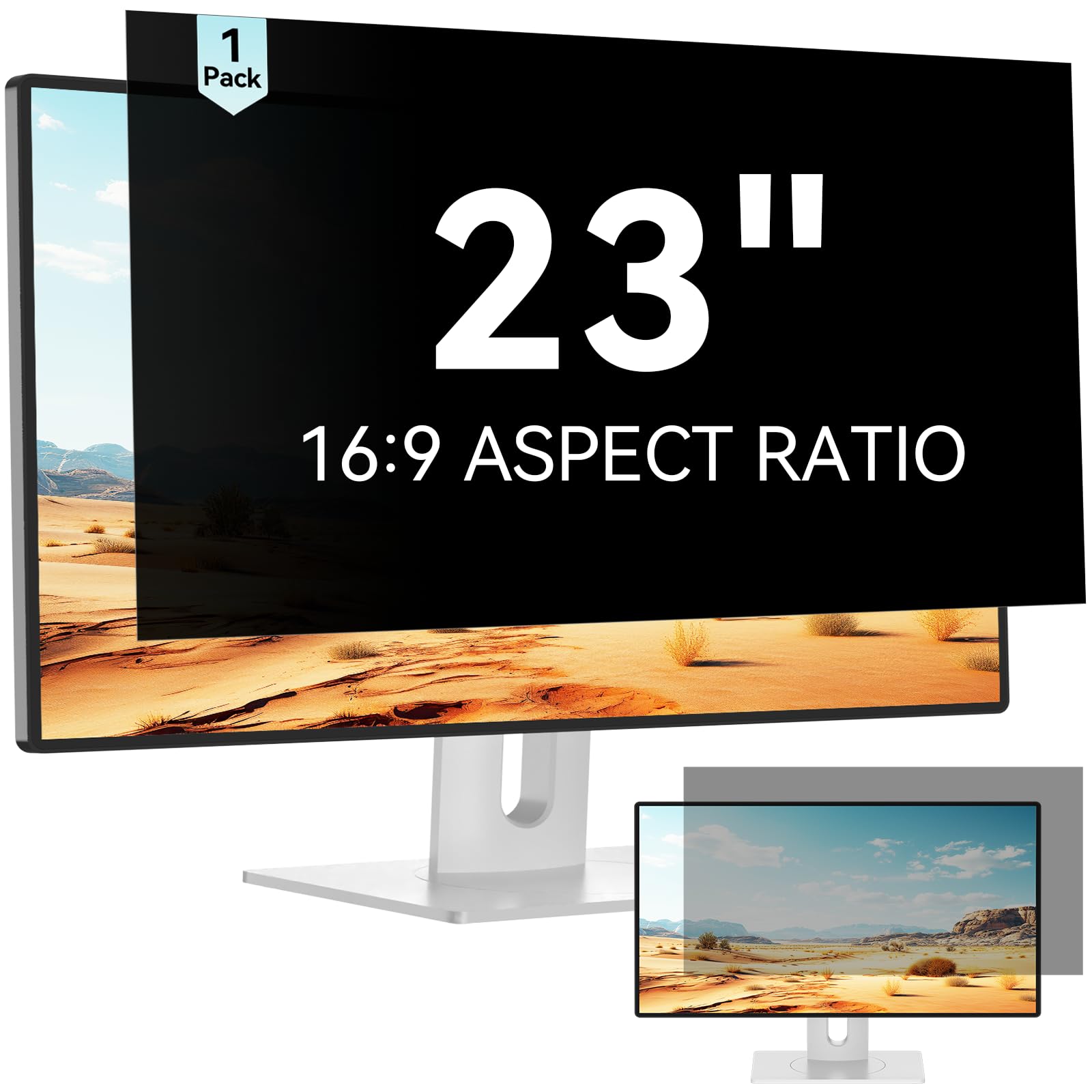 Mamol 23 Inch Computer Privacy Screen Filter for 16:9 Widescreen Monitor, Anti Glare & Blue Light Filter, Removable Computer Monitor Privacy Shield,