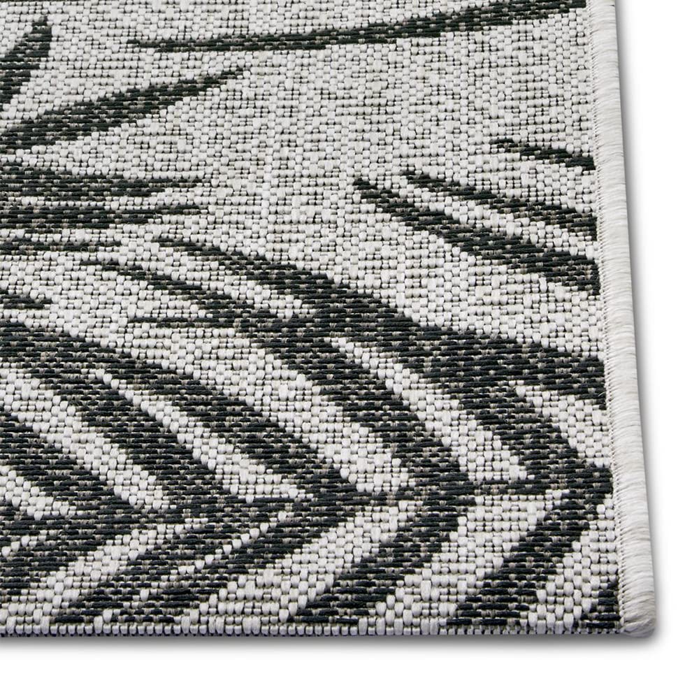 NORTHRUGS Palmera Tapis d'extérieur (70 x 300 cm, Motif Floral, 100% polypropylène, résistant et Facile d'entretien, résistant aux Rayons UV, Salon, Balcon, terrasse, Jardin) Noir/crème, 70 x 300 cm